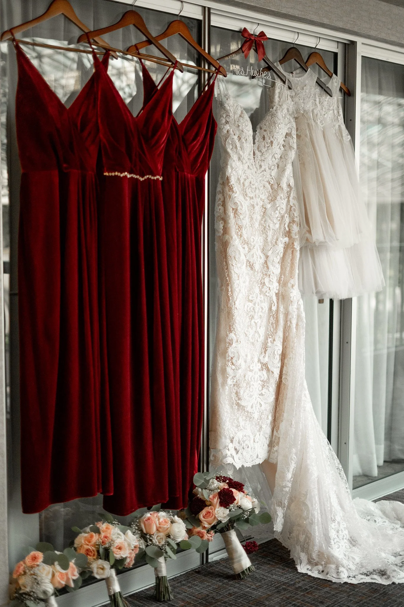wedding dress and bridesmaids dresses