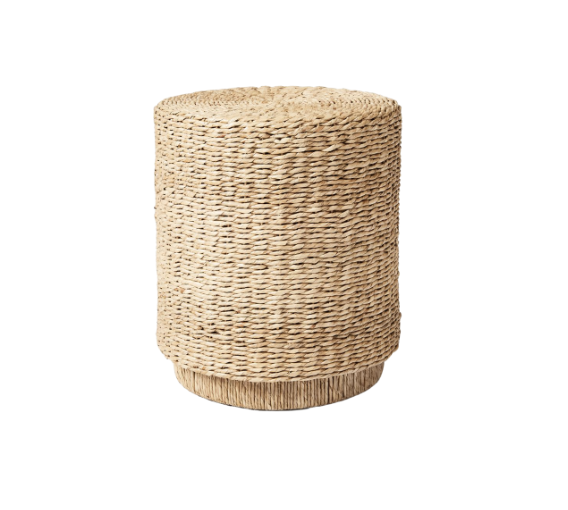 Wicker woven grass end table round