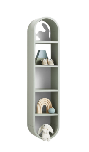 Sage green rounded wall shelf