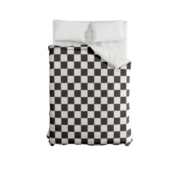 Black and white checkered bedding