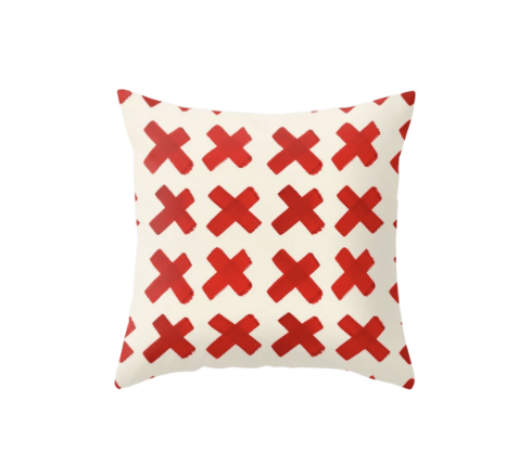 Red and white x pillow