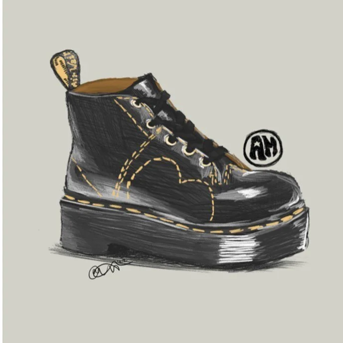 Been OBSESSED with the @drmartensofficial Church Platform Monkey boots for the past month but they&rsquo;re sold out in my size so I drew it instead 🥺😭

Please don&rsquo;t use or repost my work in any way shape or form without my consent. Thank you