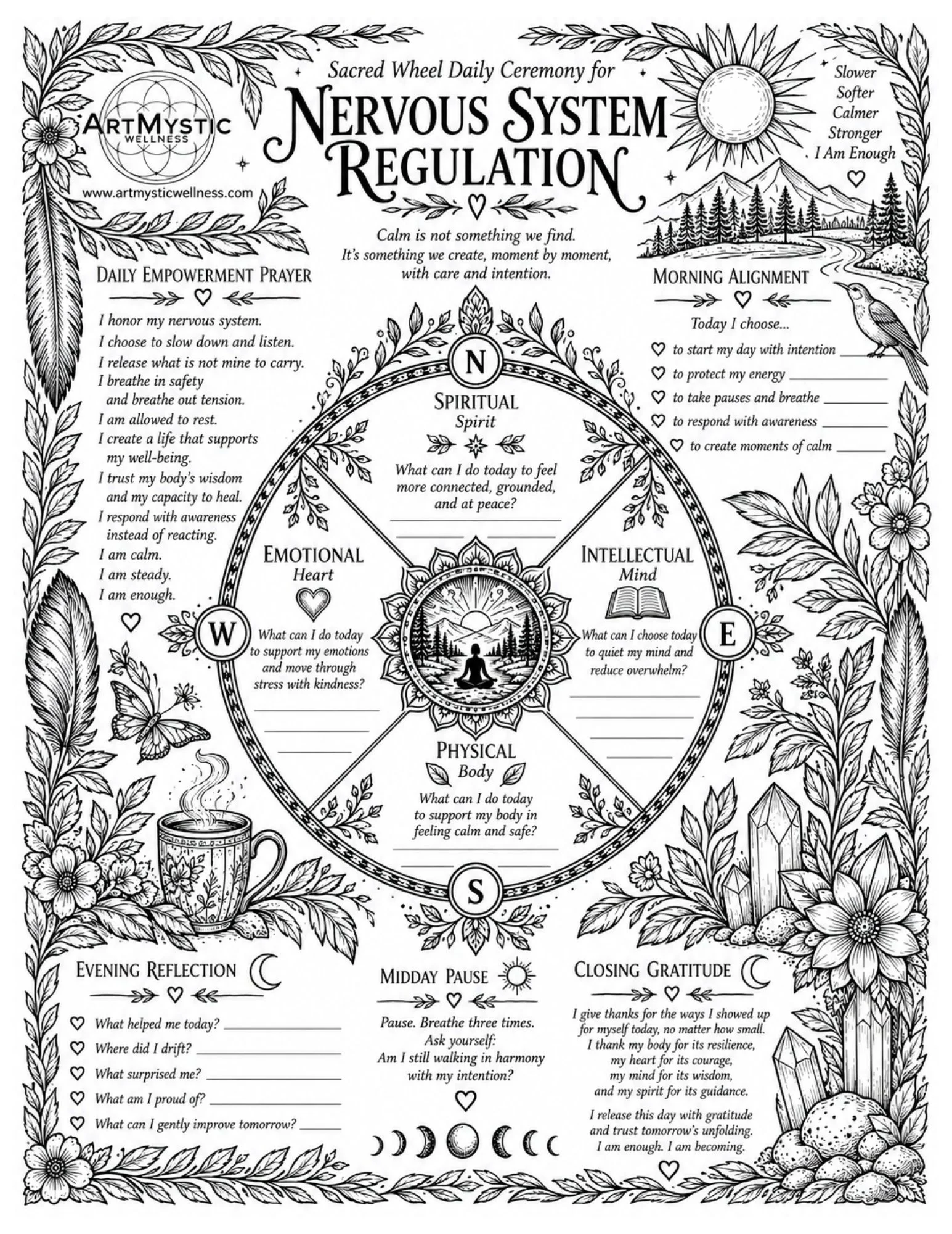 Sacred Wheel Daily Ceremony Page: Nervous System Regulation