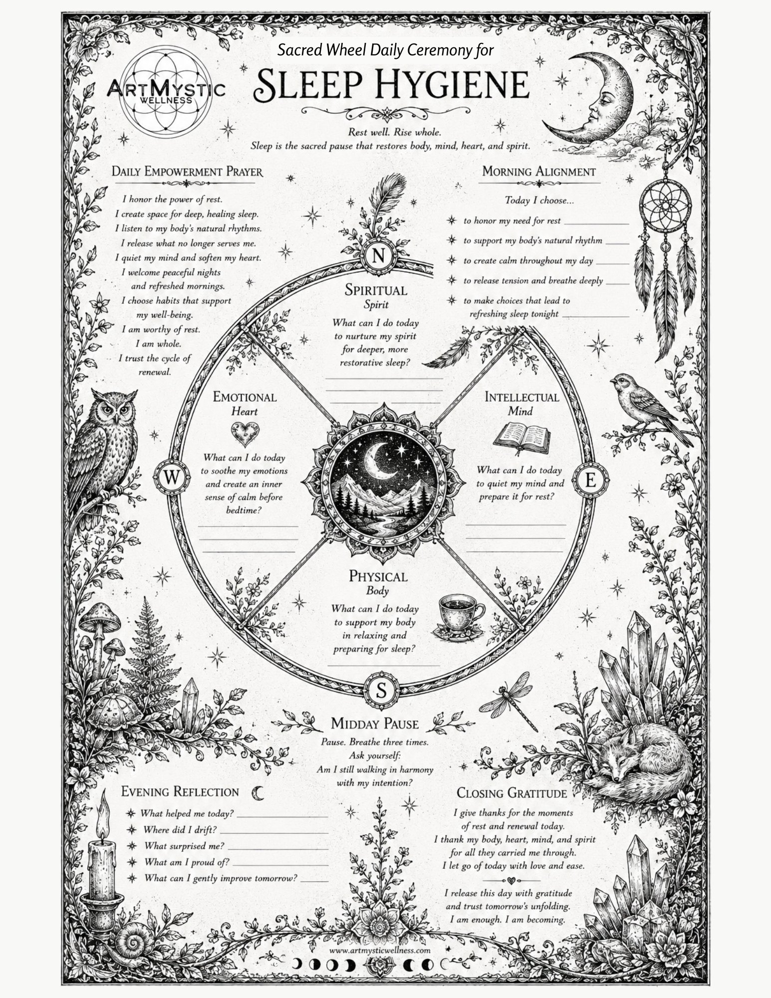 Sacred Wheel Daily Ceremony Page: Sleep Hygiene