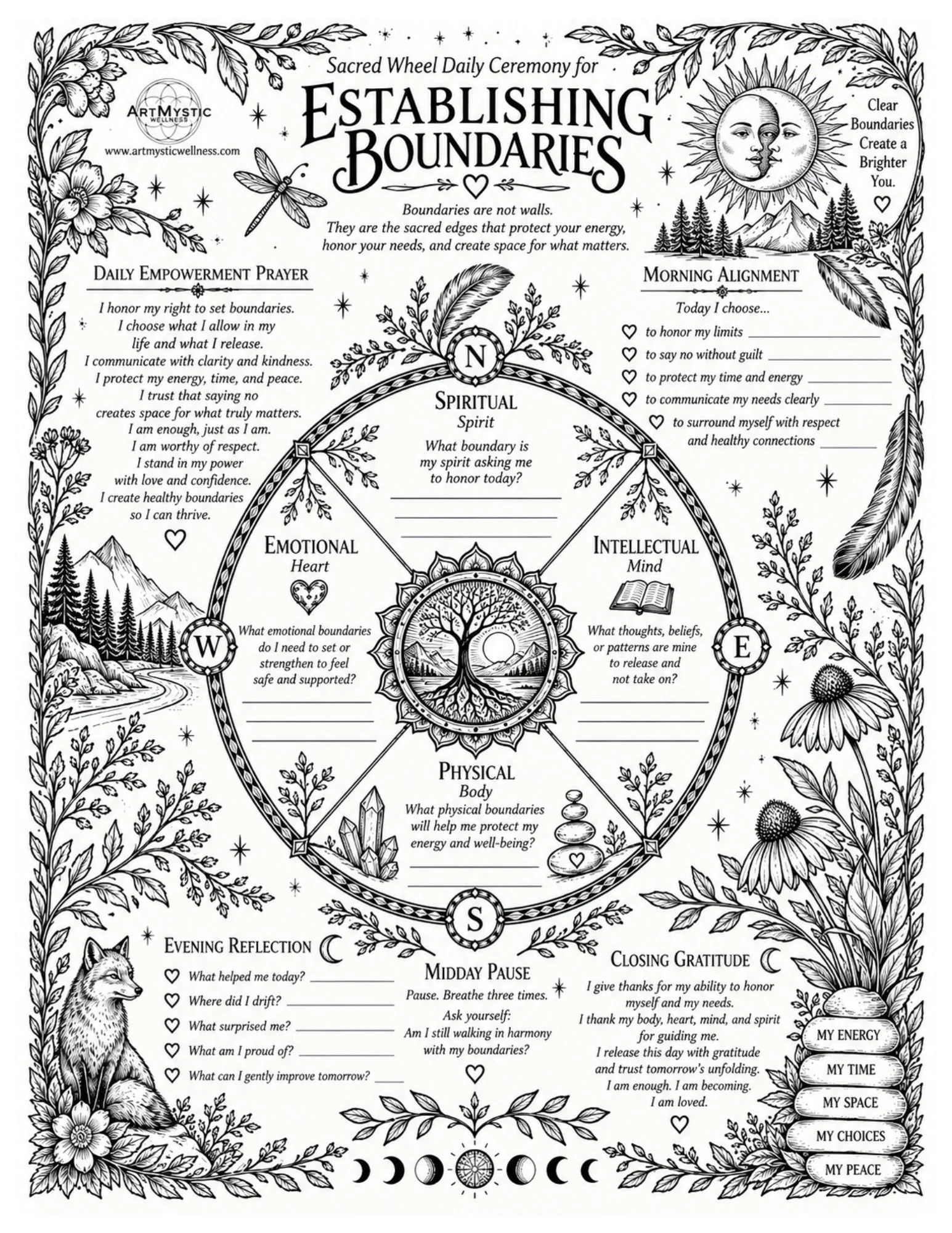 Sacred Wheel Daily Ceremony Page: Establishing Boundaries
