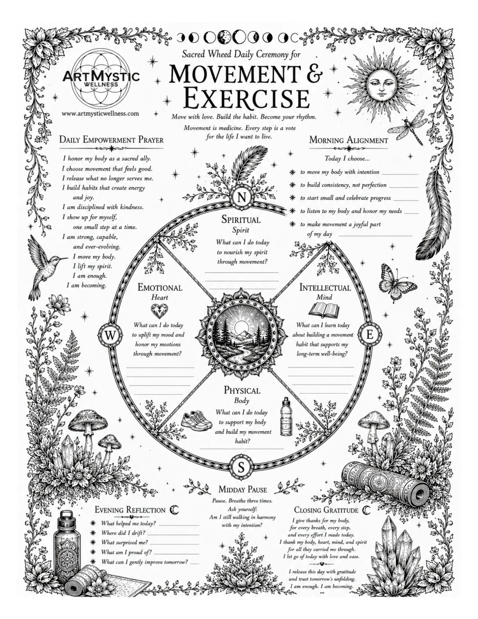 Sacred Wheel Daily page for Movement and Exercising.jpg