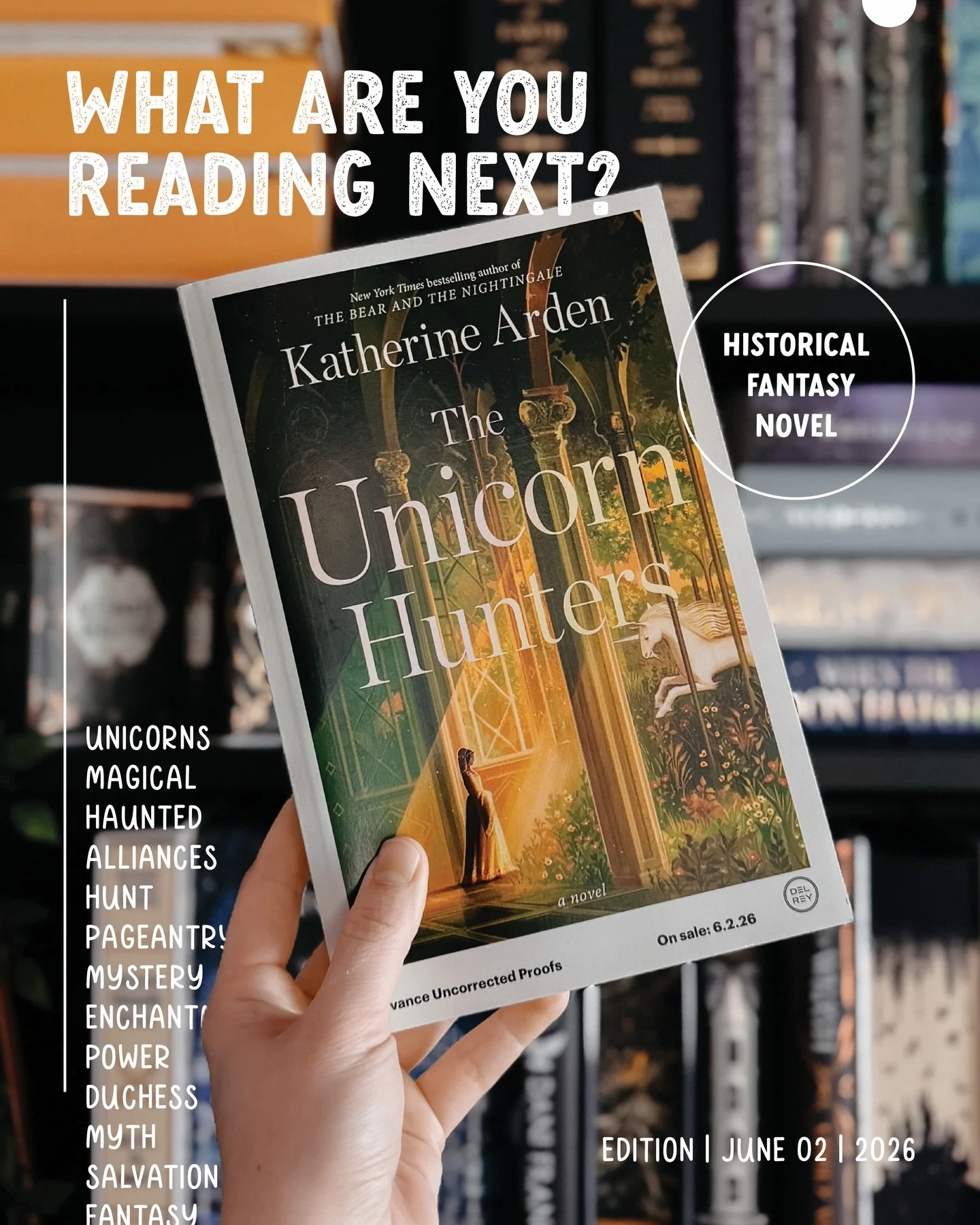 What are you reading next? 📚
⠀⠀⠀⠀⠀⠀⠀⠀⠀
As I&rsquo;m wrapping up my current ARC, I&rsquo;m already eyeing my TBR to see what&rsquo;s coming AND I can&rsquo;t thank @delreybooks enough for this gifted early copy of The Unicorn Hunters by @arden_kather