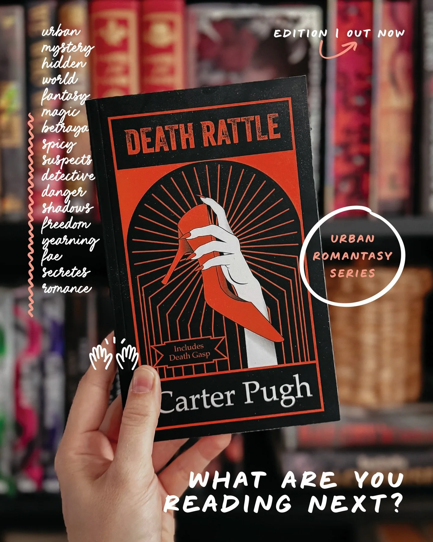 What are you reading next? 📚
⠀⠀⠀⠀⠀⠀⠀⠀⠀
Thank you @carterpughwrites for sliding this into my mailbox 👀 cause I&rsquo;m craving a murder mystery!

Death Rattle 👉🏻 Accused of murder. Hunted by magic. Betrayed by the truth.

Perfect for fans of urban