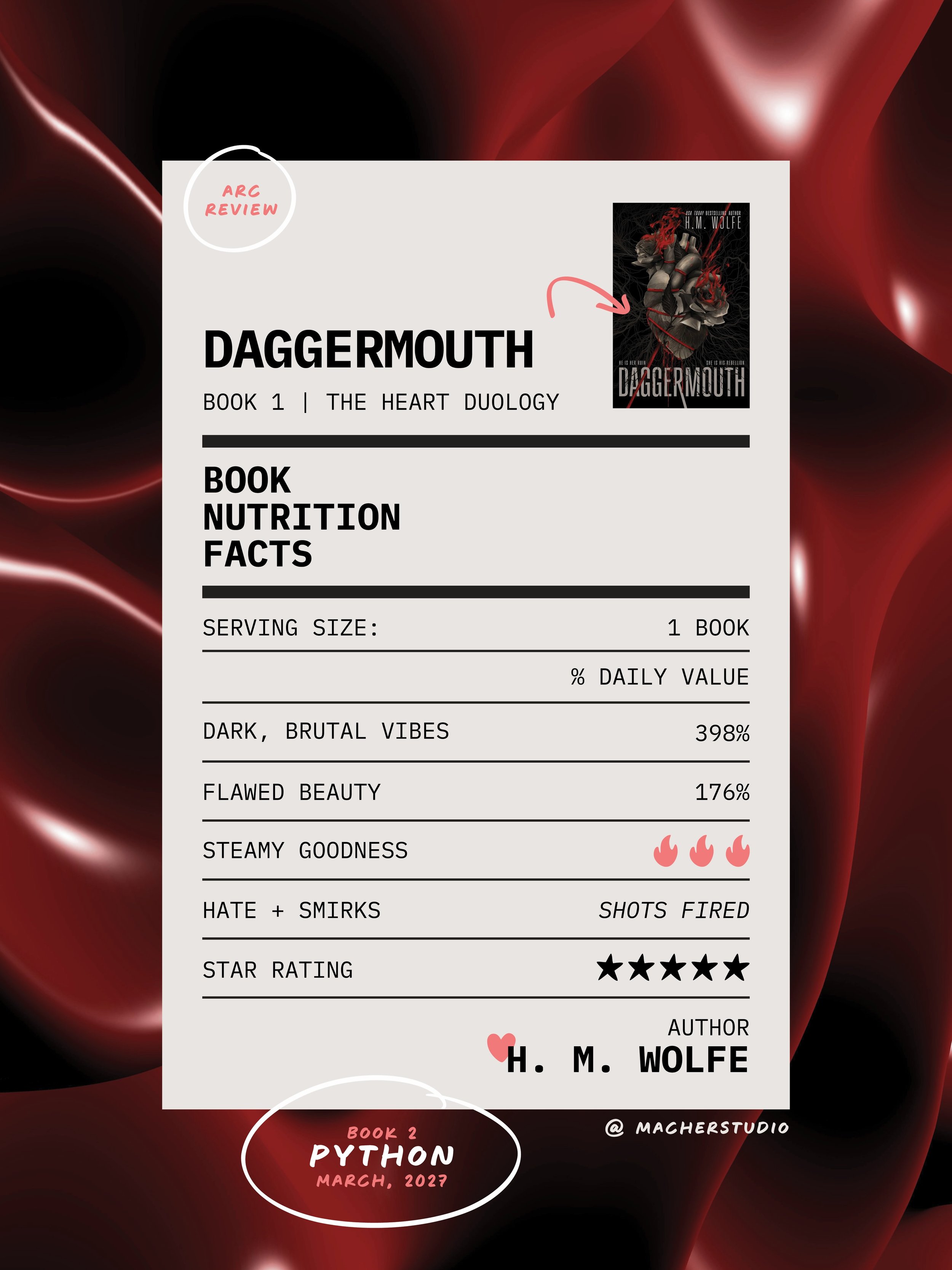 ✨ Time to eat up! ✨ 𝑫𝒂𝒈𝒈𝒆𝒓𝒎𝒐𝒖𝒕𝒉 
⠀⠀⠀⠀⠀⠀⠀⠀⠀
Buckle up. This is one hell of a dystopian, romance ride.
⠀⠀⠀⠀⠀⠀⠀⠀⠀
It&rsquo;s brutal.
It&rsquo;s dark.
It shows absolutely no mercy.
⠀⠀⠀⠀⠀⠀⠀⠀⠀
... and I devoured it 😋
⠀⠀⠀⠀⠀⠀⠀⠀⠀
I loved the balan