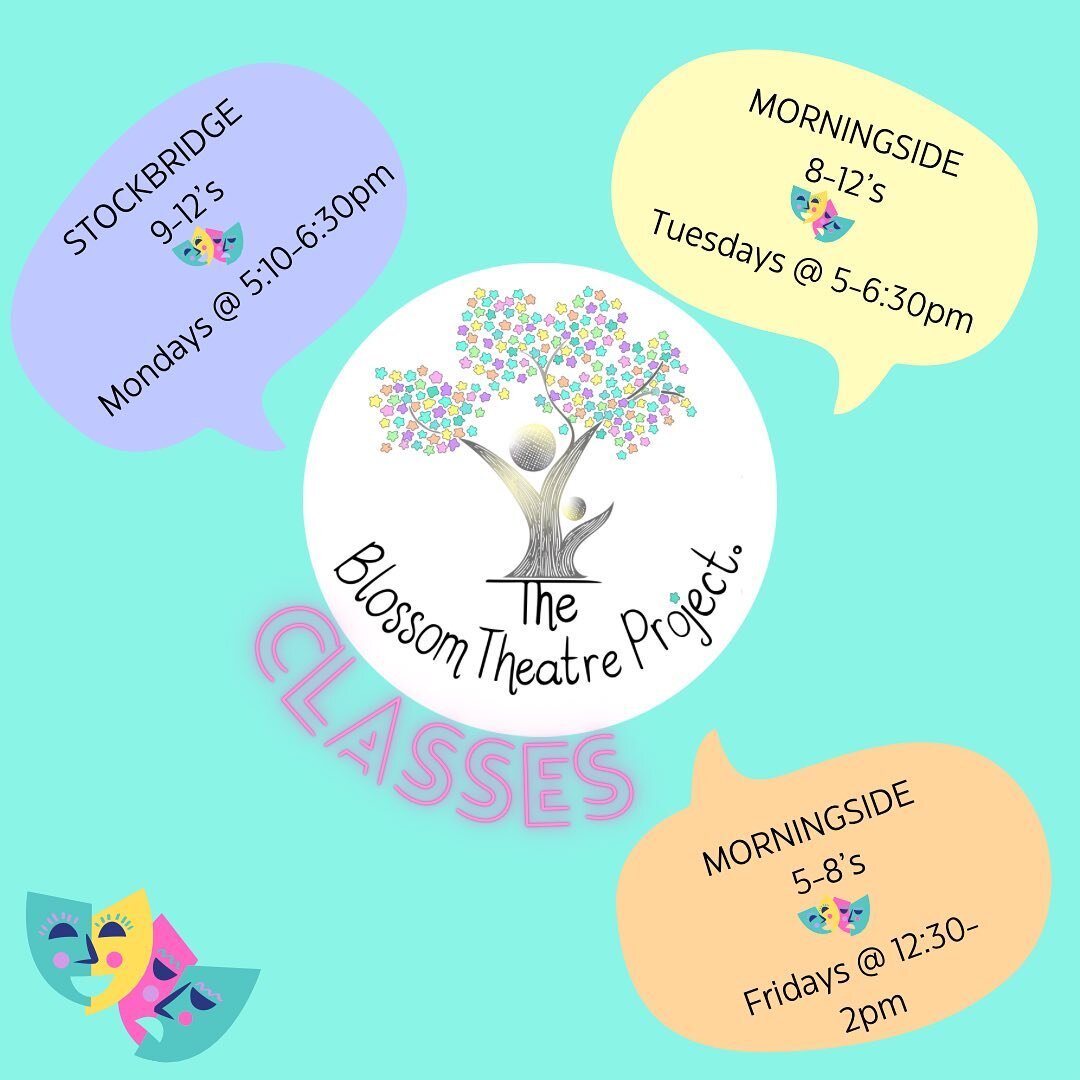 Let&rsquo;s have a look at the fantastic classes we are continuing in Edinburgh this term! 🎭

⭐️ Stockbridge 9-12&rsquo;s ⭐️
- Mondays, 5:10-6:30pm
- @ LifeCare Centre 
- very nearly fully booked! 
- https://the-blossom-theatre-project.class4kids.co