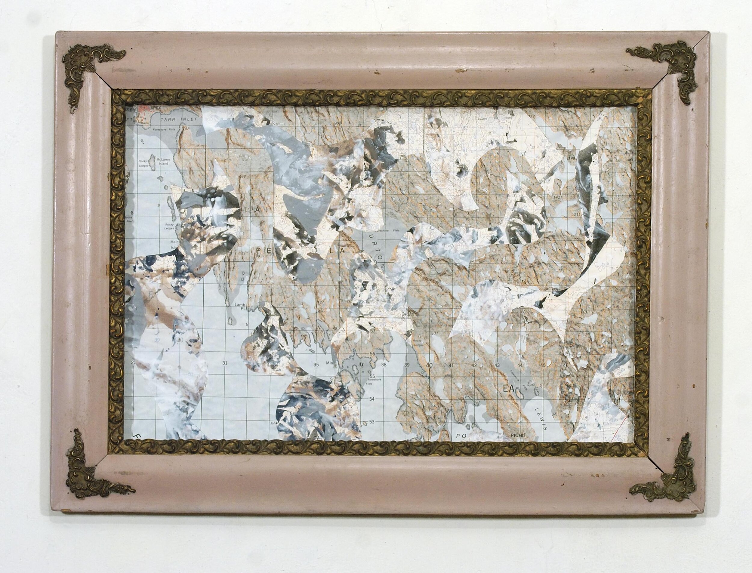 Volos, 2008 Oil on cut map paper 17 x 23"