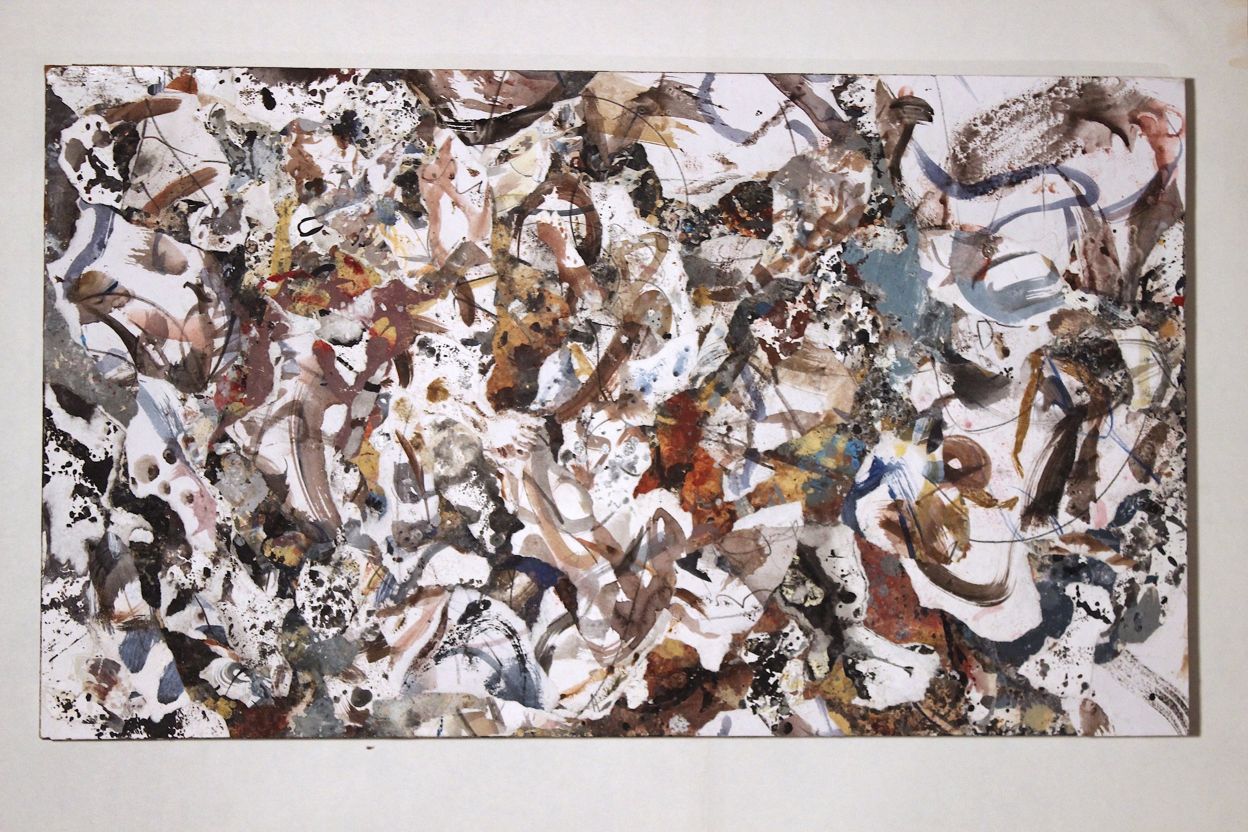 Aero, 2023 Oil and paper on wood 16 x 27 x 1"
