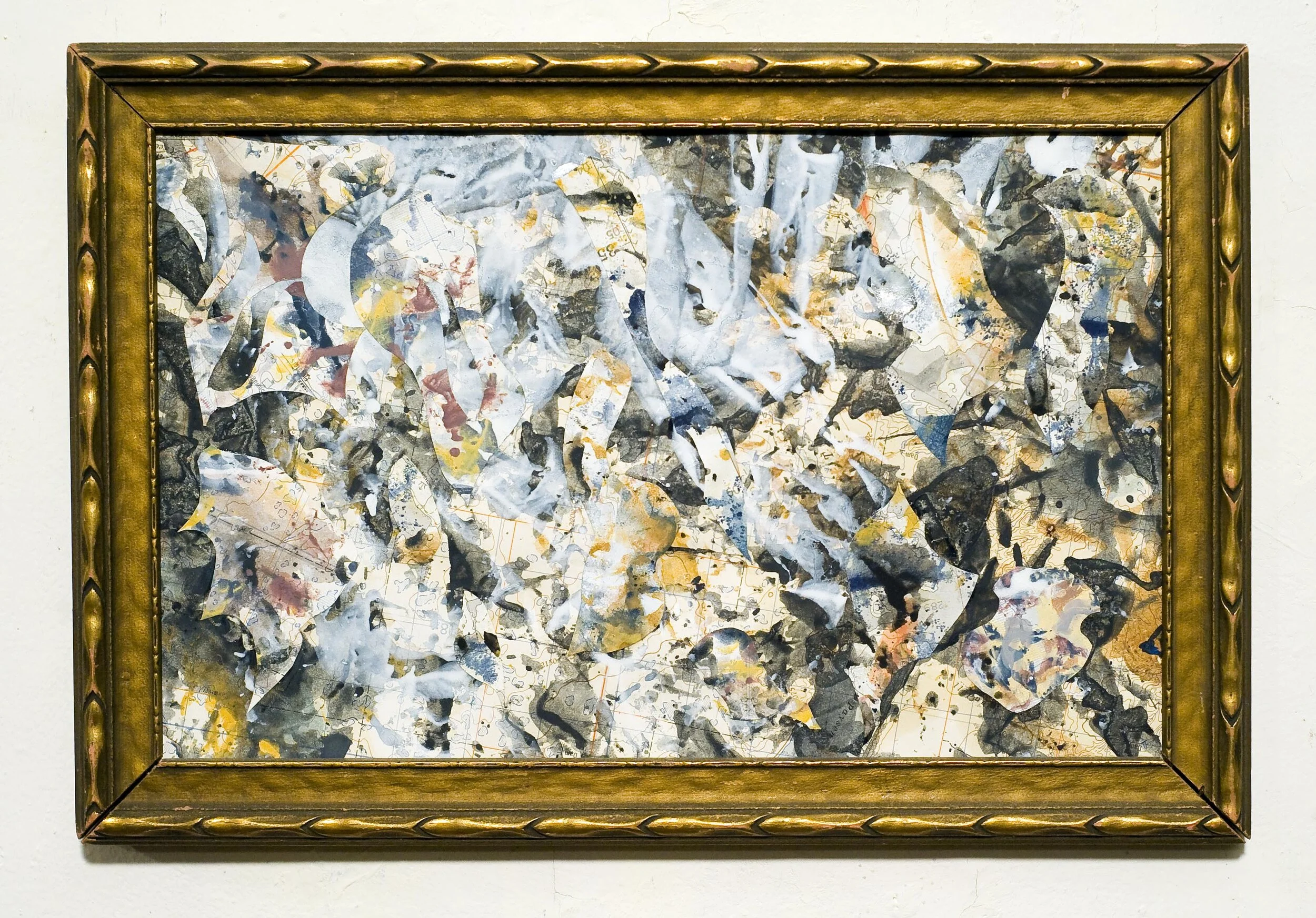 Yulin, 2008 Oil on cut map paper 9 x 13"