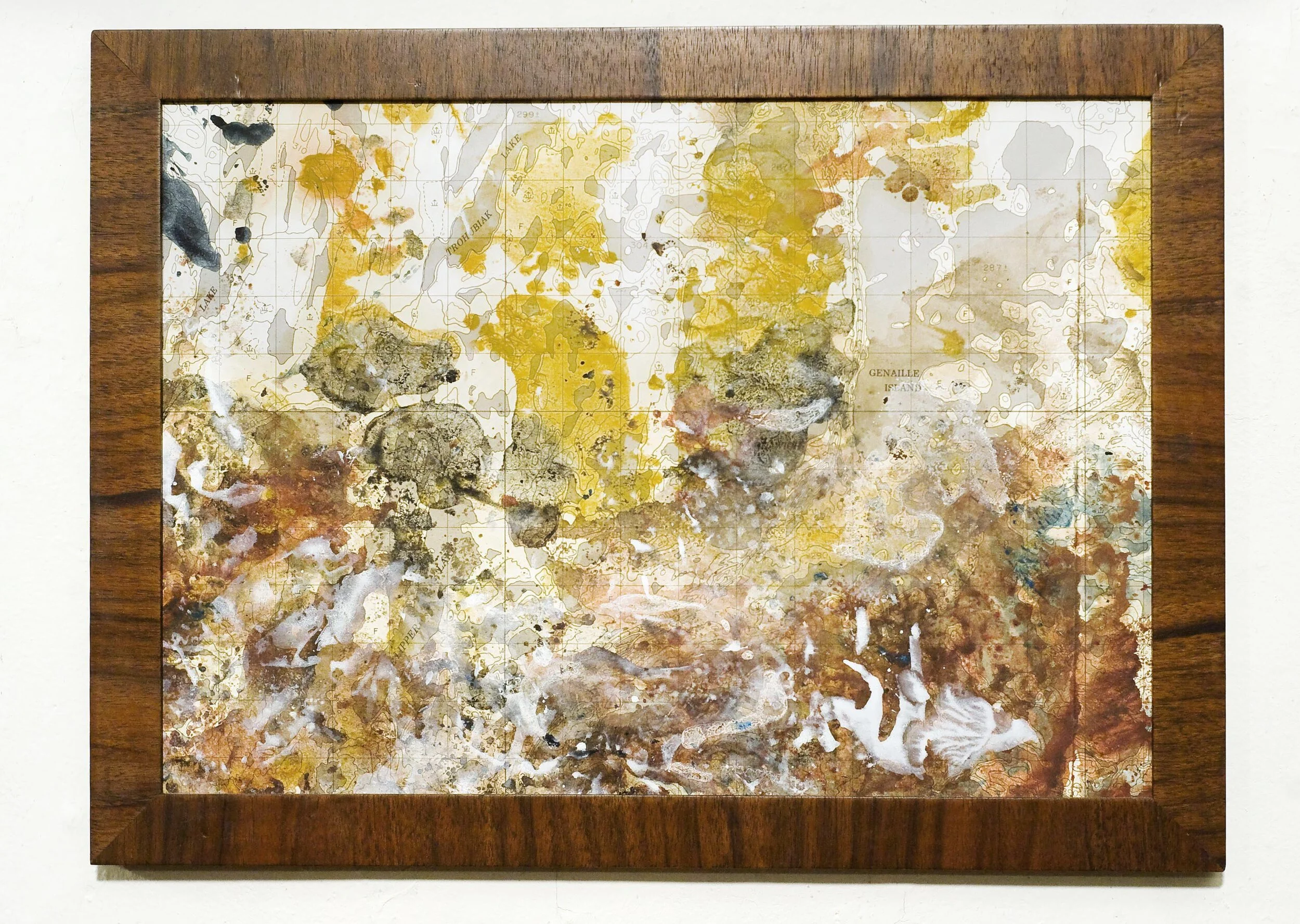 Pratas, 2005 Oil on map paper 12 x 16"