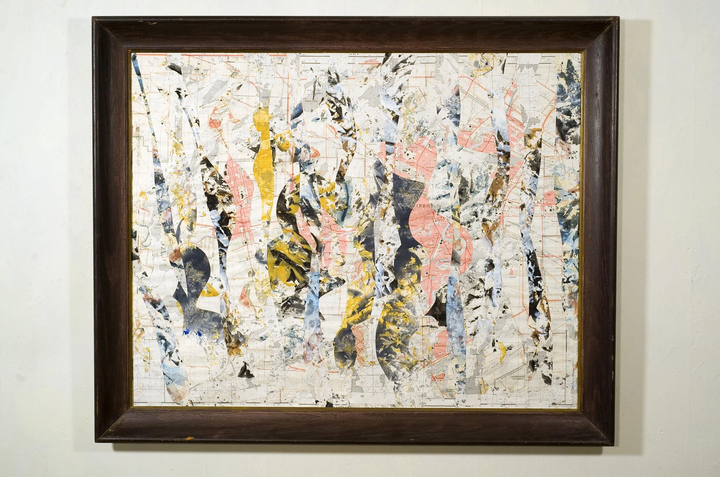 Srinagar, 2009 Oil on cut map paper 28 x 34"