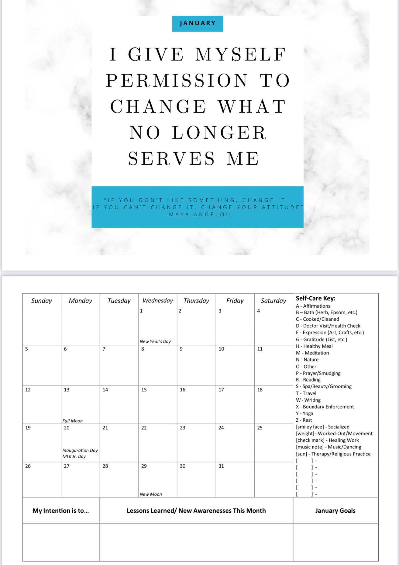A Lil Self-Care Calendar (2025)