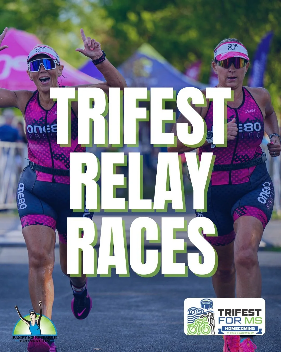 Why run alone when you can run with your friends? 👀✨
We understand running your first or ANY triathlon can feel intimidating. That's why we have several team relay options.
Scroll through to read more about them and tag your friends you're recruitin
