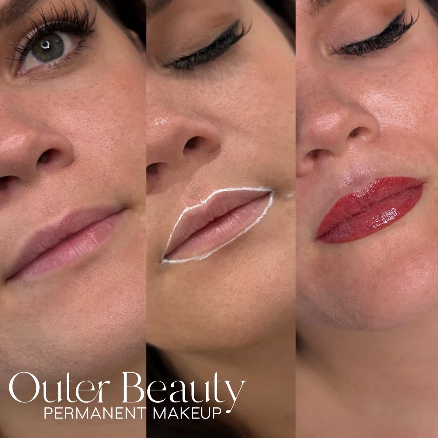 Lippies 😍 This beautiful client already had great volume in her lips, but was missing some pigment along the borders, which made them look smaller than they really are. She loved how her lips looked with lip liner on, so we did lip blushing to give