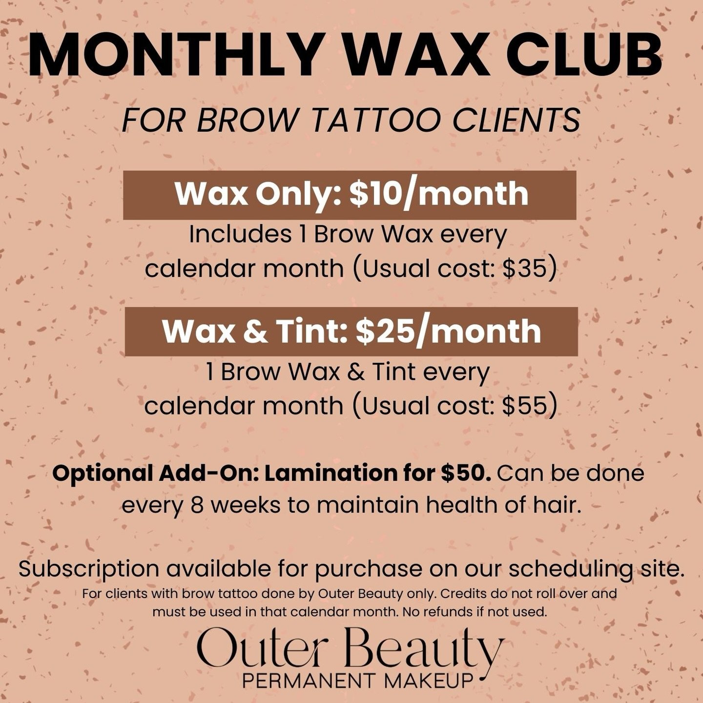 Permanent brows and a wax go so nicely together, which is why we are introducing a wax club for our permanent brow clients! 
We know it&rsquo;s easy to forget about a brow wax, so pre booking your subscription will make sure your brows stay beautiful