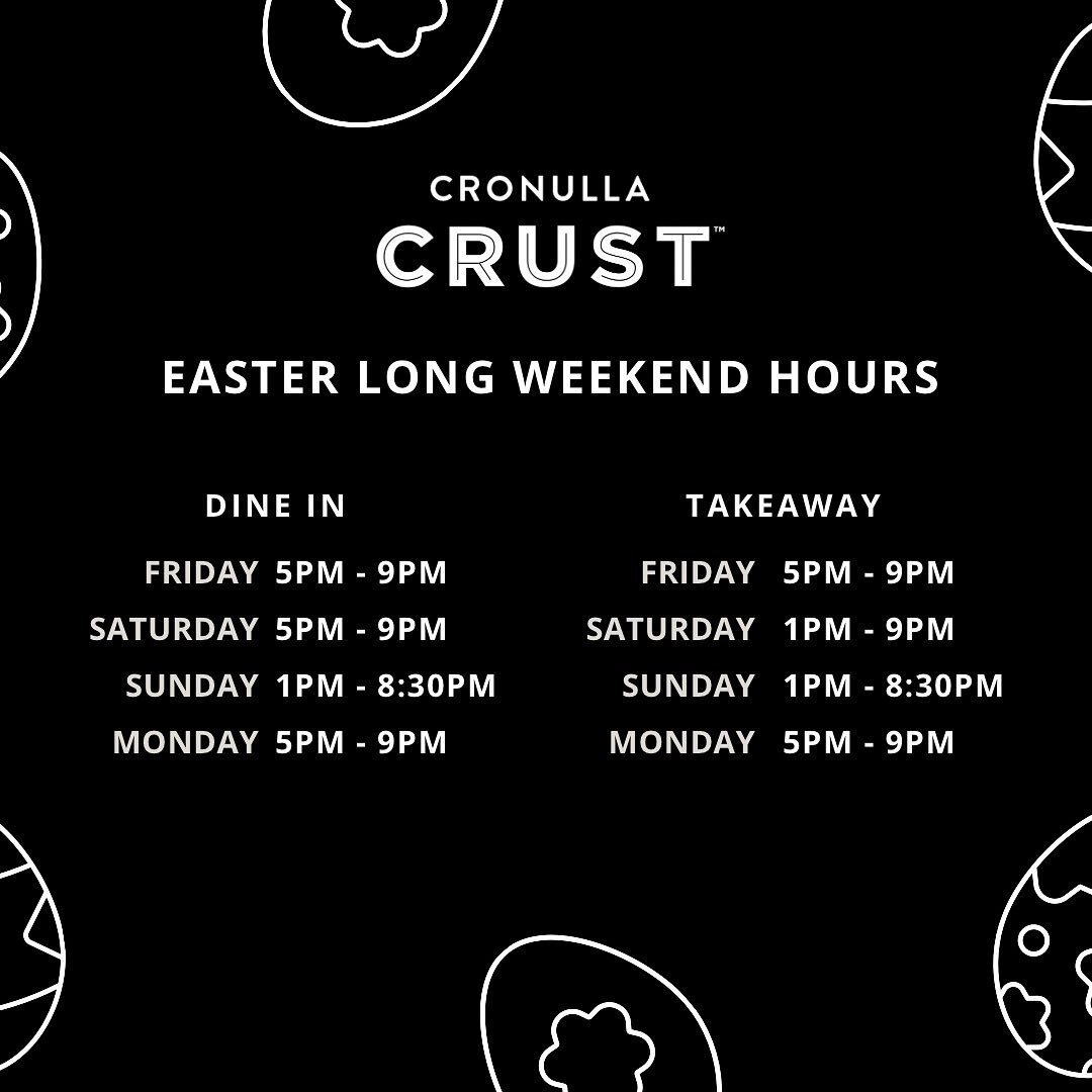 Hop on down to Cronulla this weekend - here are our Easter long weekend hours! We hope you have an eggcellent weekend. Argh&hellip; okay okay we&rsquo;ll stop with the puns. We know we&rsquo;re not bunny. 🐰🐣😂