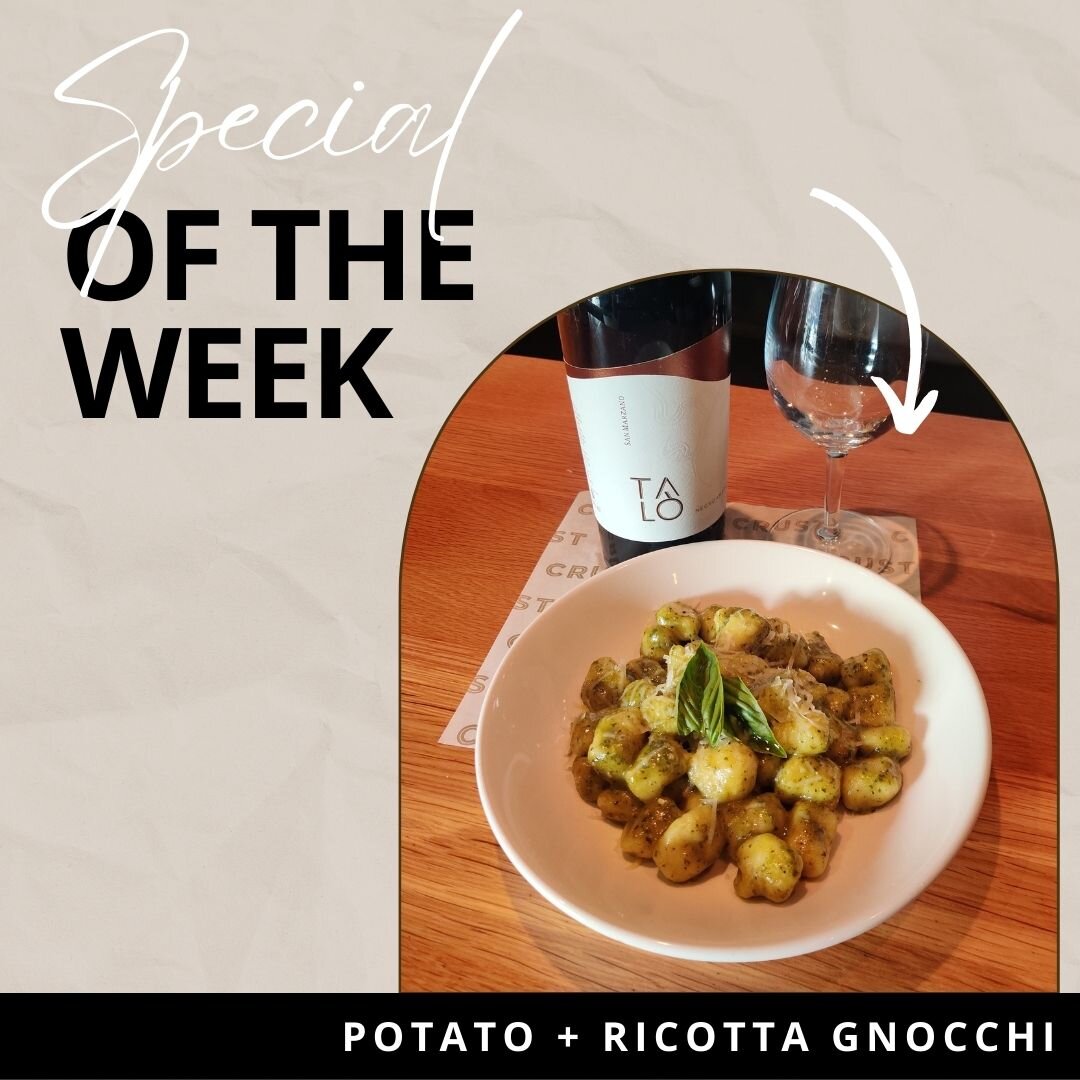 Our delicious special of the week: Potato + Ricotta Gnocchi with your choice of sauce...

🍅 Napoletana sauce + buffalo mozzarella 
🌱 Homemade pesto sauce + parmesan 
🧀 Cream + triple chesse
🍅 Bolognese sauce + parmi
🍝 Ragu + parmesan 

Book a ta