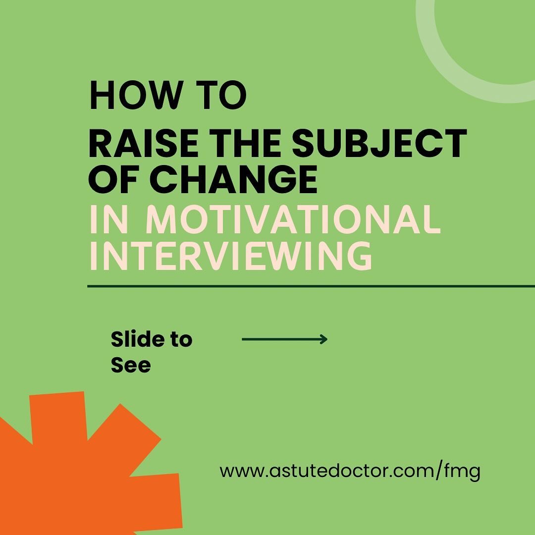 🌟 Calling all FMGs! 🌟 Ready to initiate impactful behavior change conversations with your patients? These techniques are essential for building rapport and achieving positive outcomes:

1️⃣ Agenda setting: Let&rsquo;s prioritize your patient&rsquo;