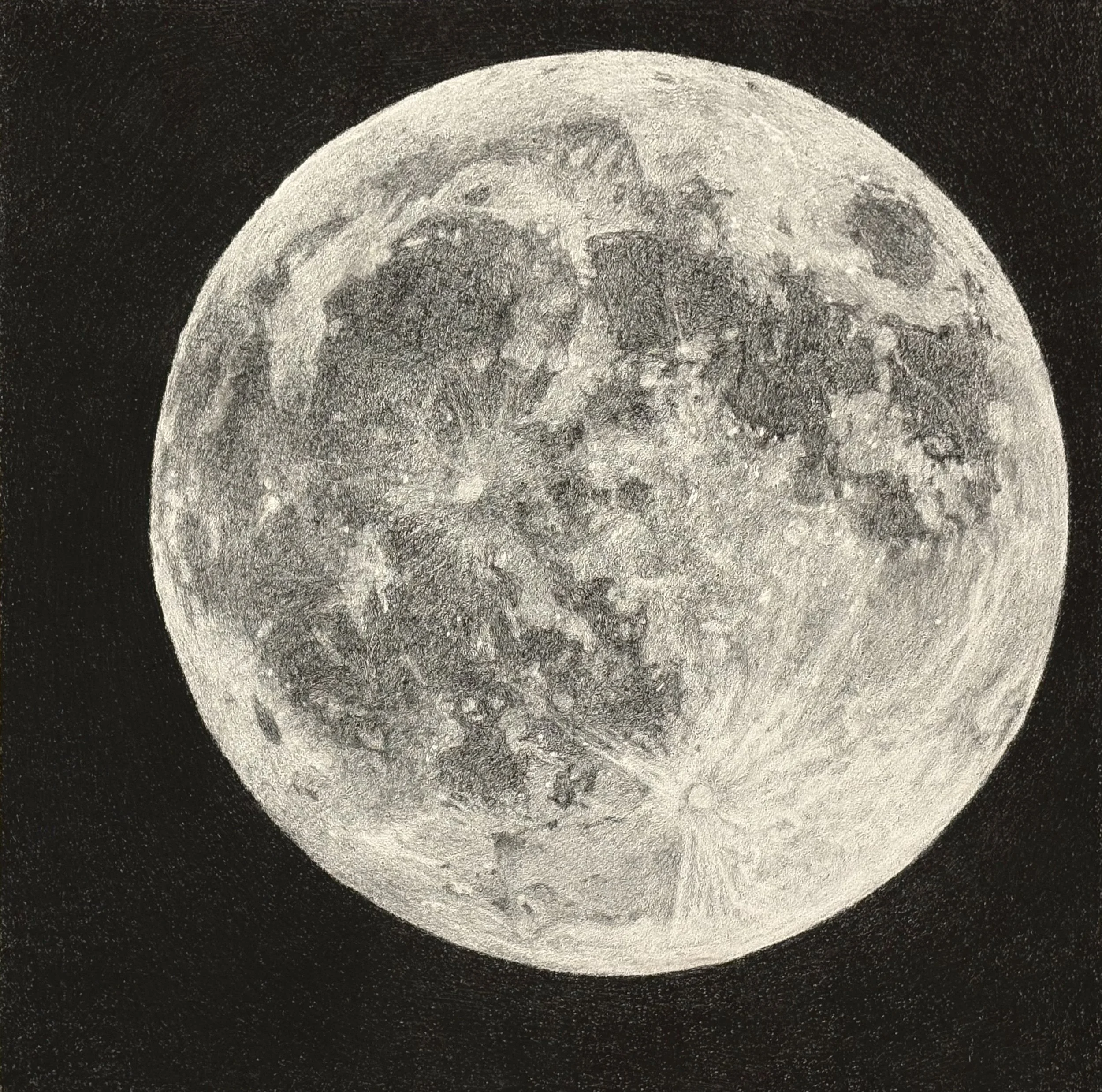 The Full Harvest Moon 12 x 12 charcoal SOLD