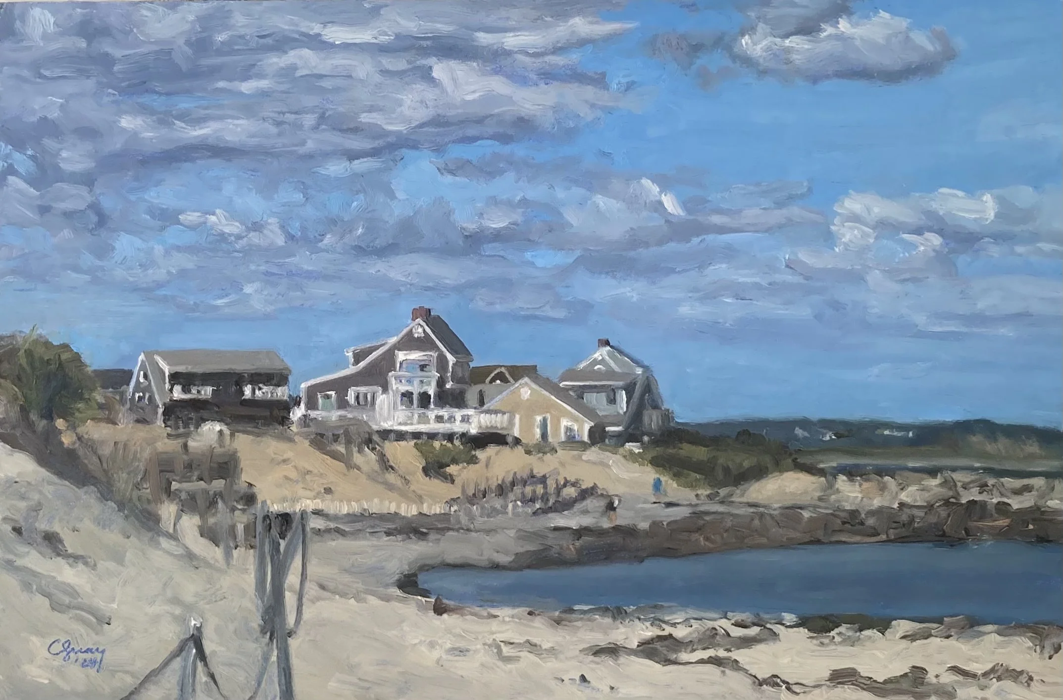 Beach View 12 1/4 x 8 3/16 oil SOLD