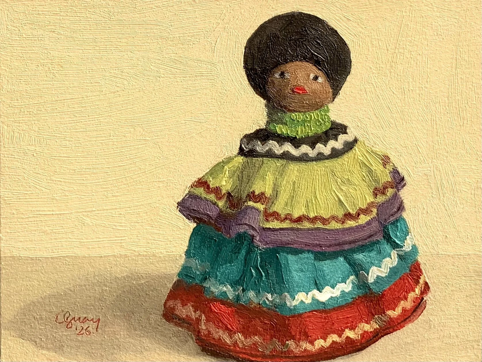 Seminole Doll 6 1/2 x 5 oil