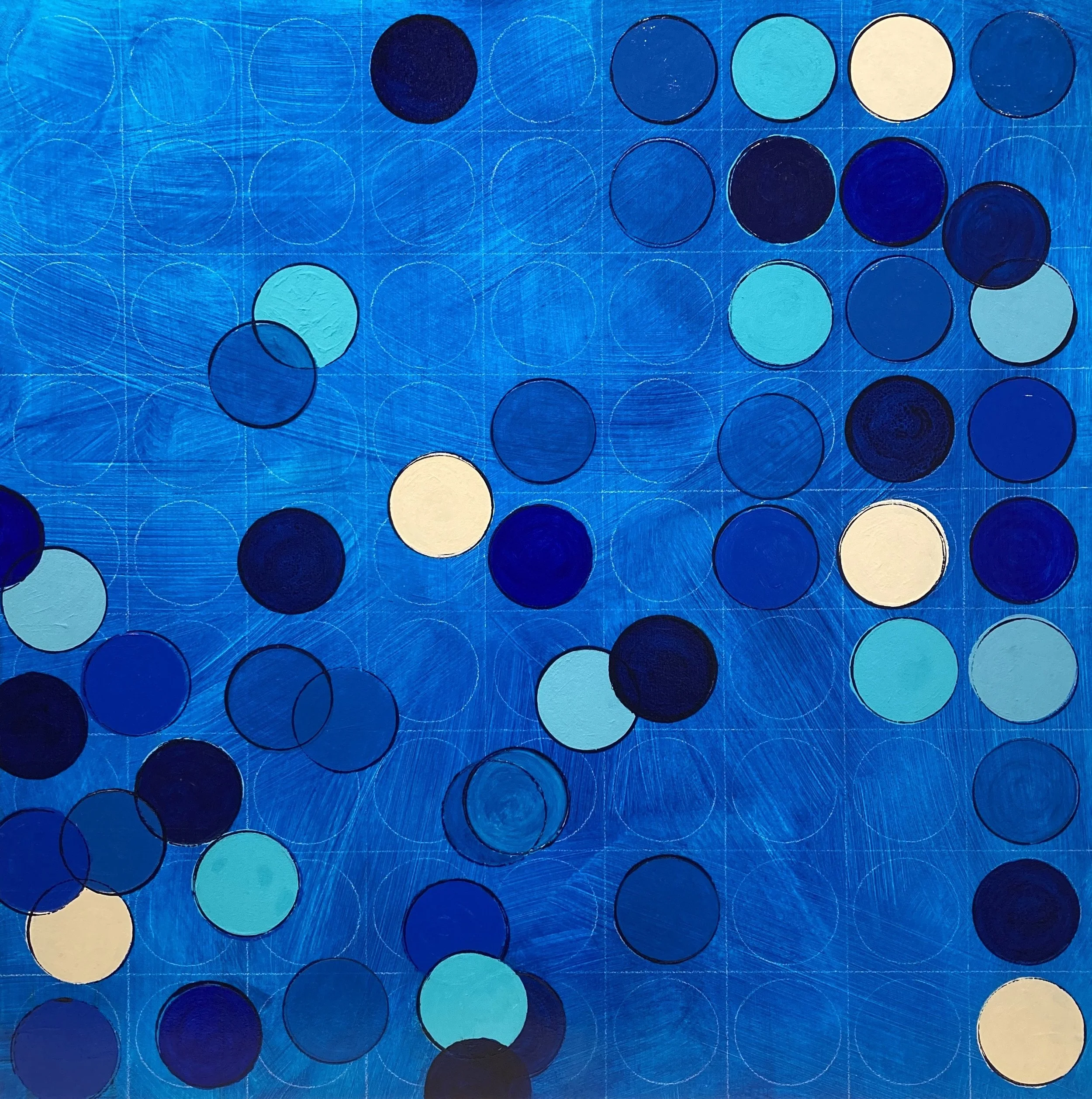 Symphony in Blue 27 1/2 x 27 1/2 acrylic