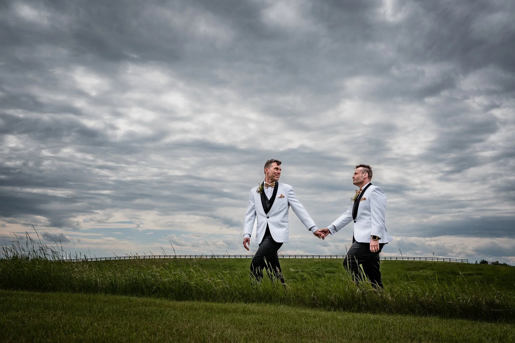 Edmonton photographer wedding cinematic portrait of gay couple
