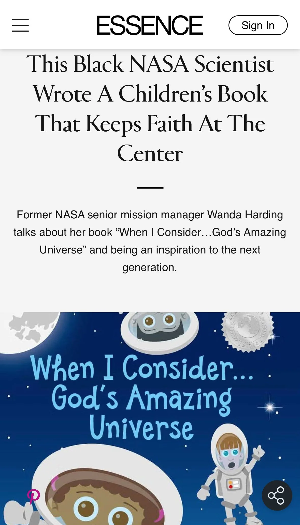 ESSENCE MAGAZINE FEATURES NASA SCIENTIST