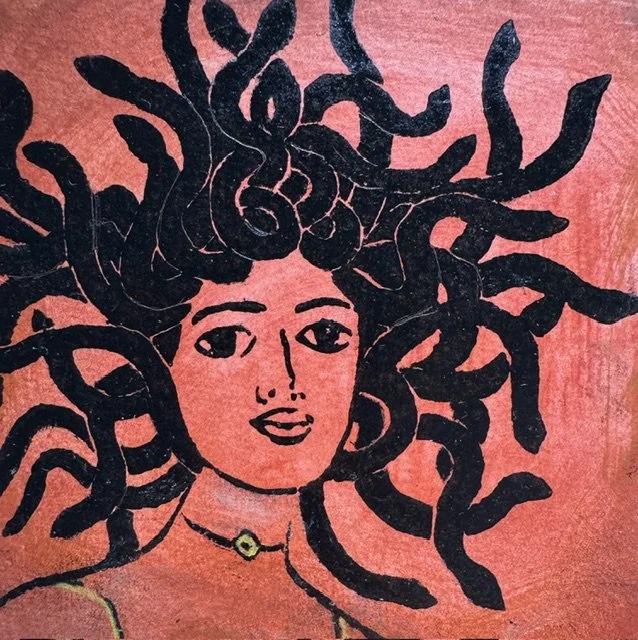Medusa_oil-based Linocut on board_$100_Jennifer Oishi.jpg