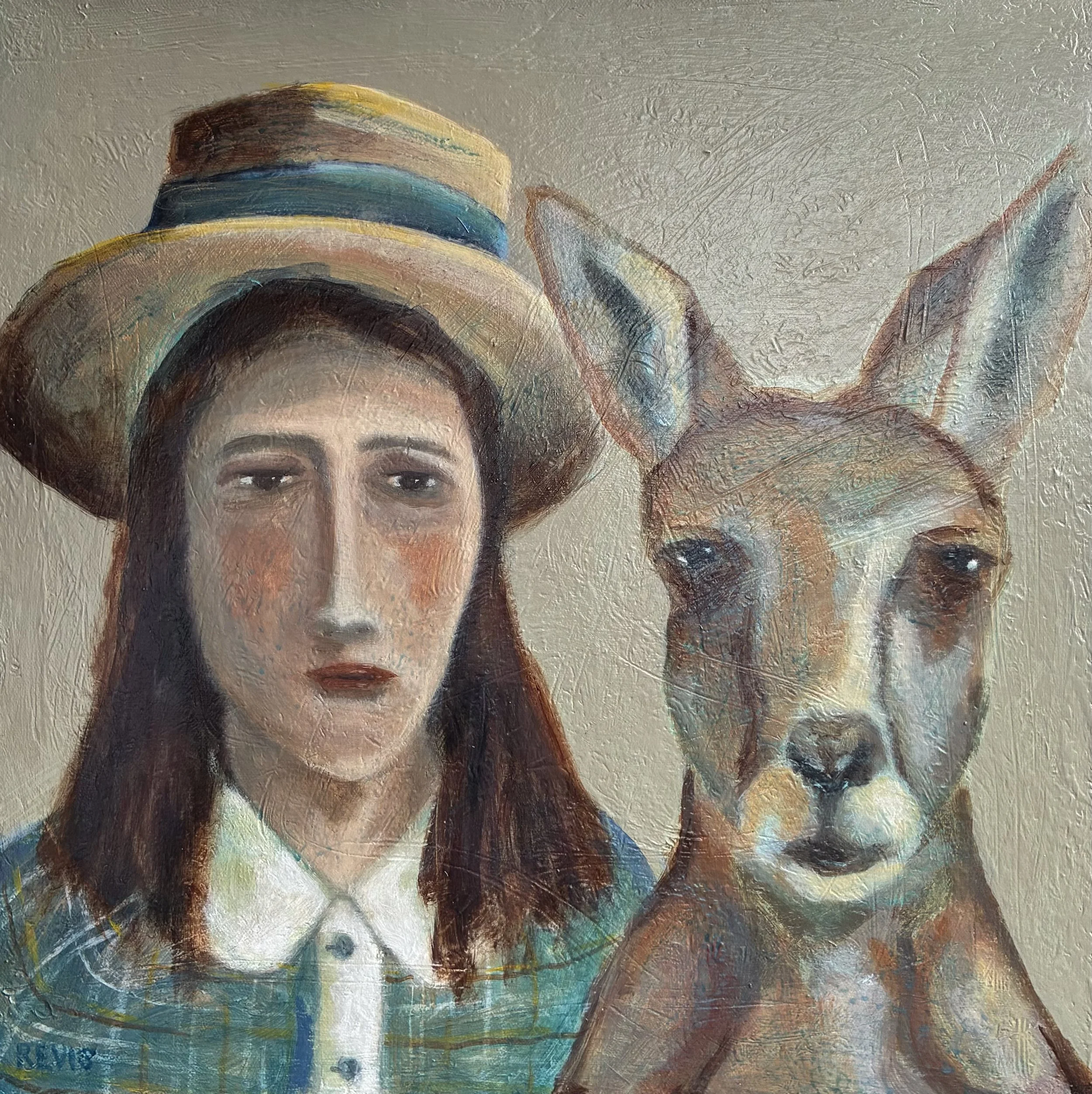 Portrait of Schoolgirl and Kangaroo I _ 45 x 45 cm _ Acrylic _ 45 x 45 cm _ $550 _ Nicoletta Revis.jpg