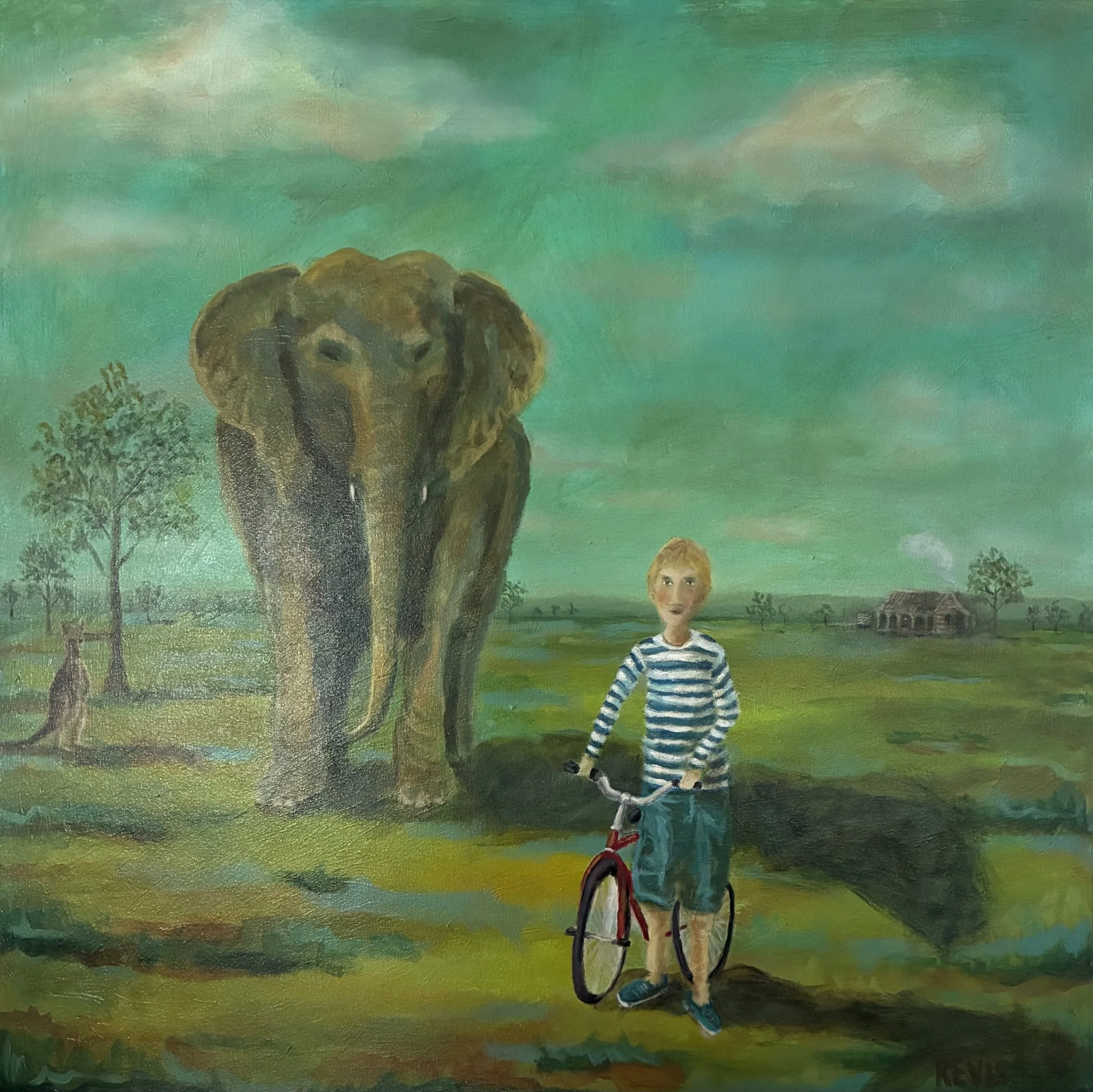 Boy and Elephant III _ 60 x 60 cm _ Acrylic _ $800 _ Nicoletta Revis.jpg