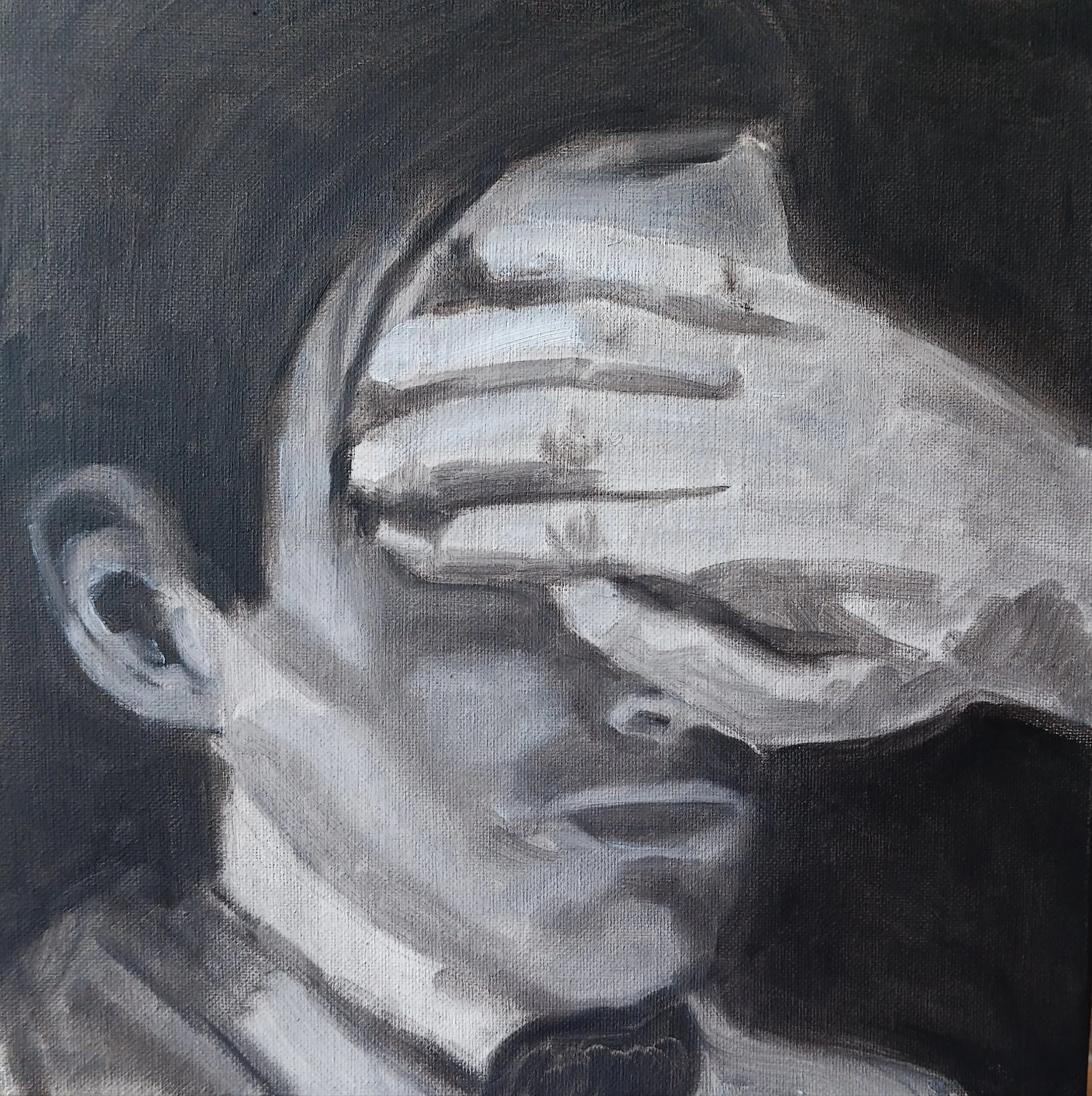 With the hand over the eyes oil on canvas$220 S.simoni.jpg