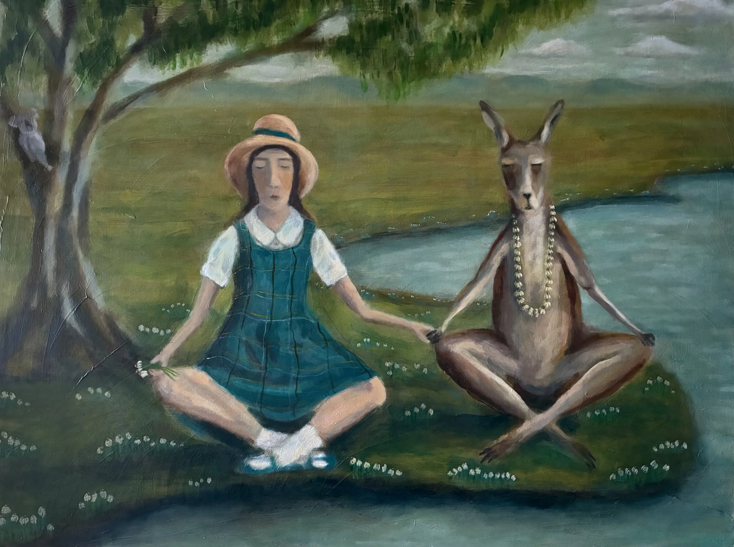 Schoolgirl and Roo Meditate by the Creek _ 76 x 102 cm _ Acrylic _ $1500 _ Nicoletta Revis.jpg