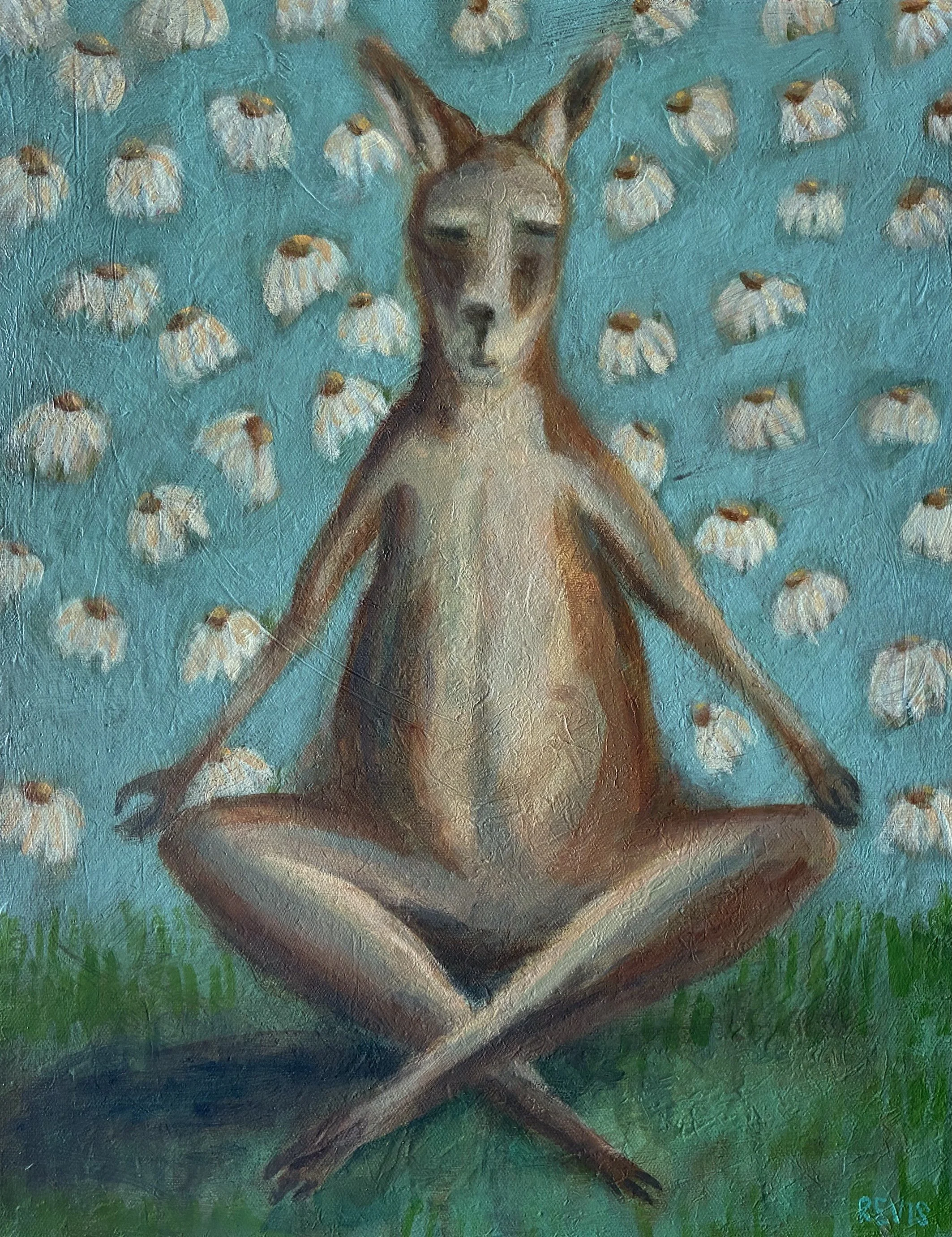 Meditating Kangaroo with Wilting Daisies _ 51 x 40 cm _ Acrylic _ $650 _ Nicoletta Revis (1).jpg