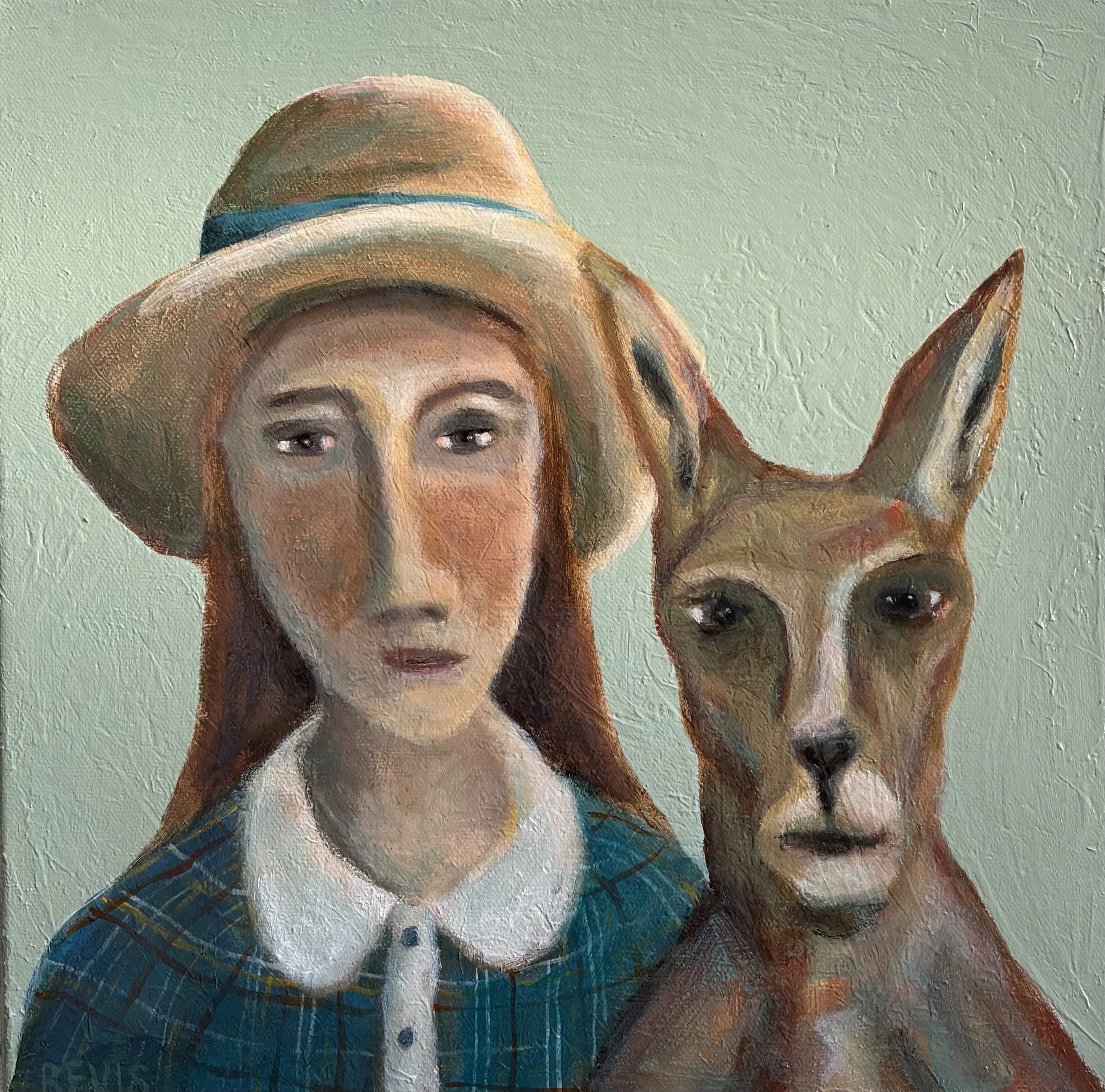 Portrait of Schoolgirl and Kangaroo II _ 30 x 30cm _ Acrylic _ $400 _ Nicoletta Revis.jpg