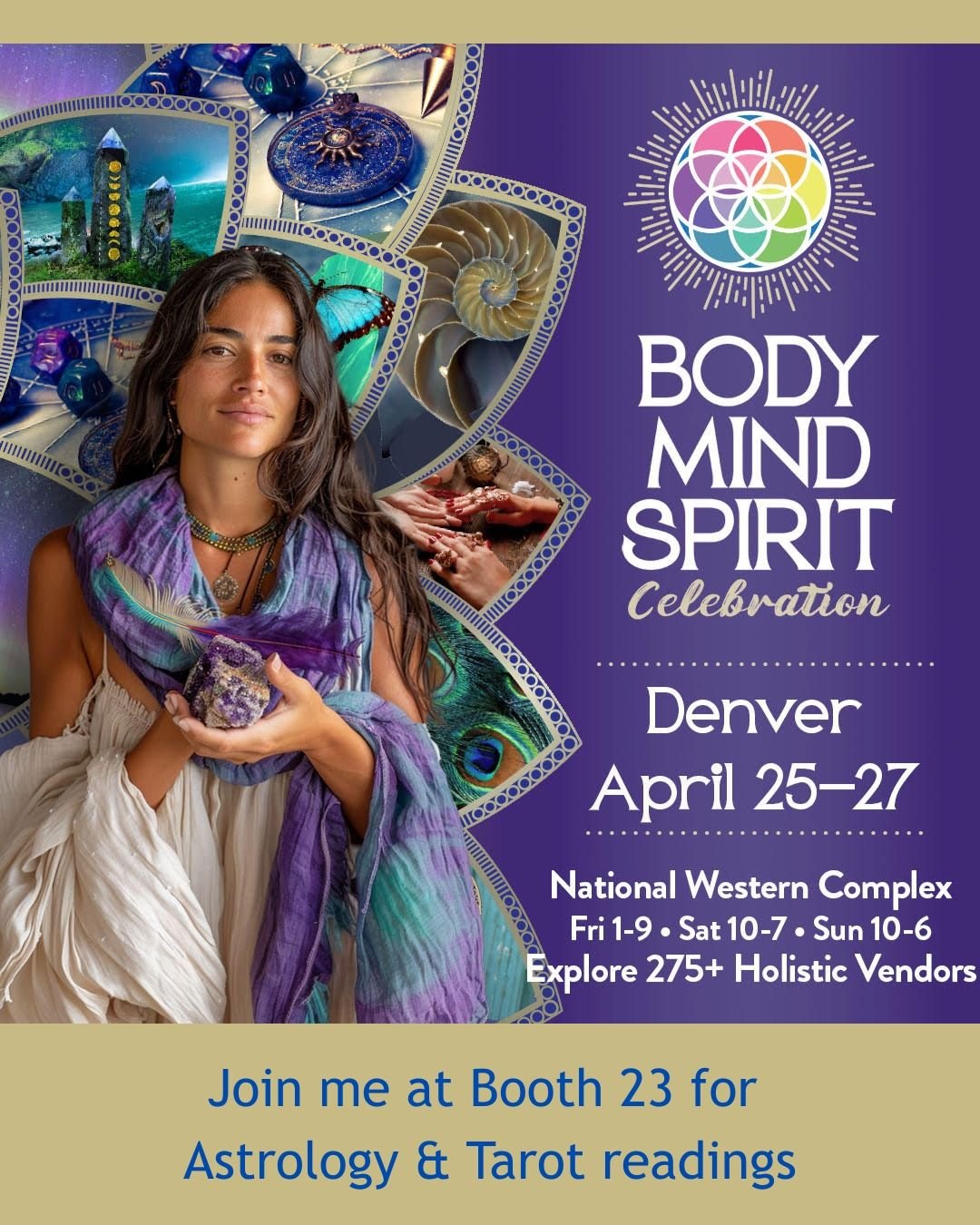 Astrology & Tarot for you - Changes continue to come in 2025 and I'm doing a lecture Saturday, April 26 at 5 pm at the Body Mind Spirit Expo in Denver.
Join me and other healers/vendors at the celebration. Individual session only $30 for 20 minu
