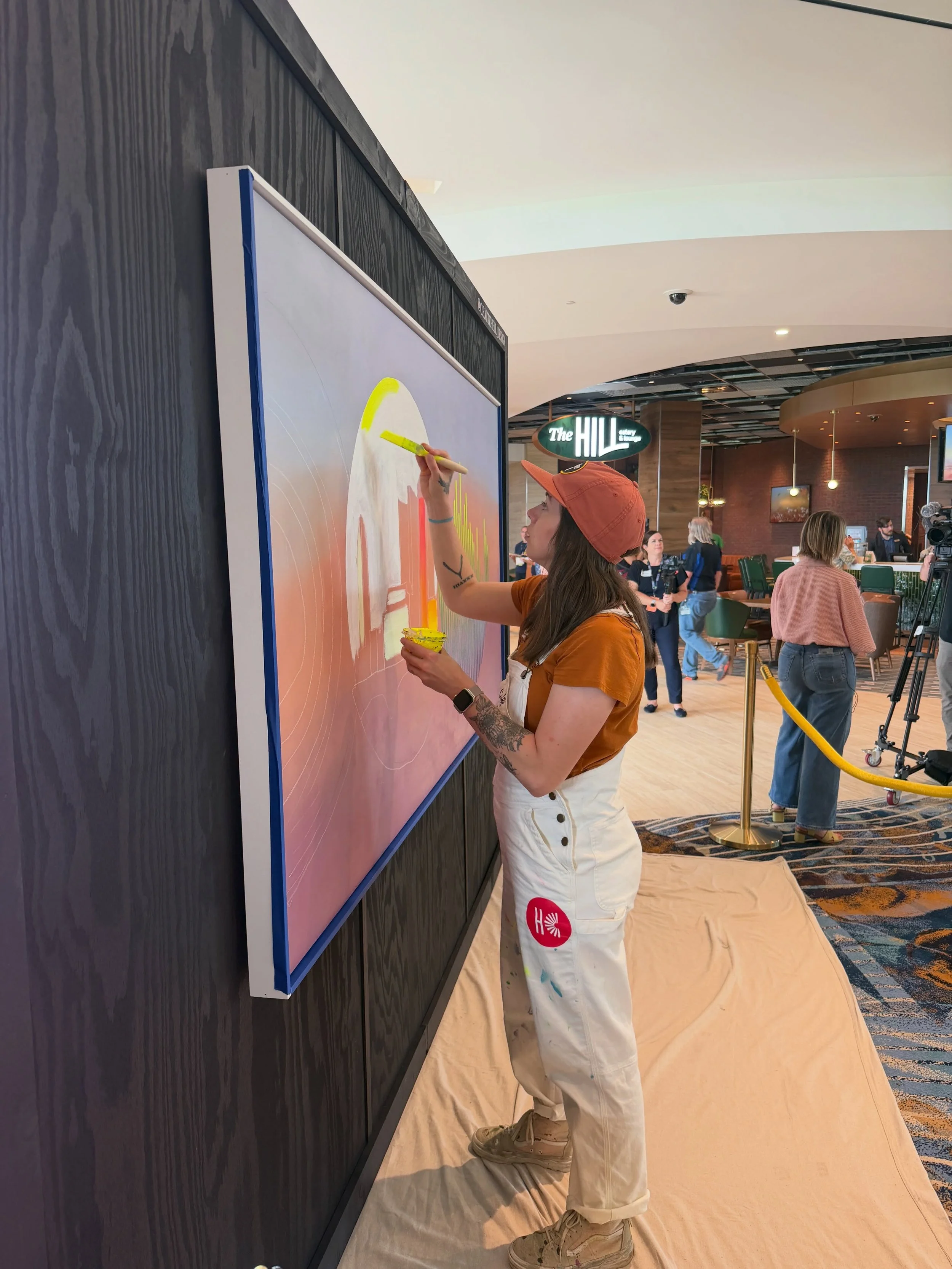 Another one for the books!! Feeling incredibly grateful for this opportunity to create a series of four paintings for Hollywood Casino&rsquo;s new hotel in Columbus! The paintings create one continuous design consisting of circles intertwined with te
