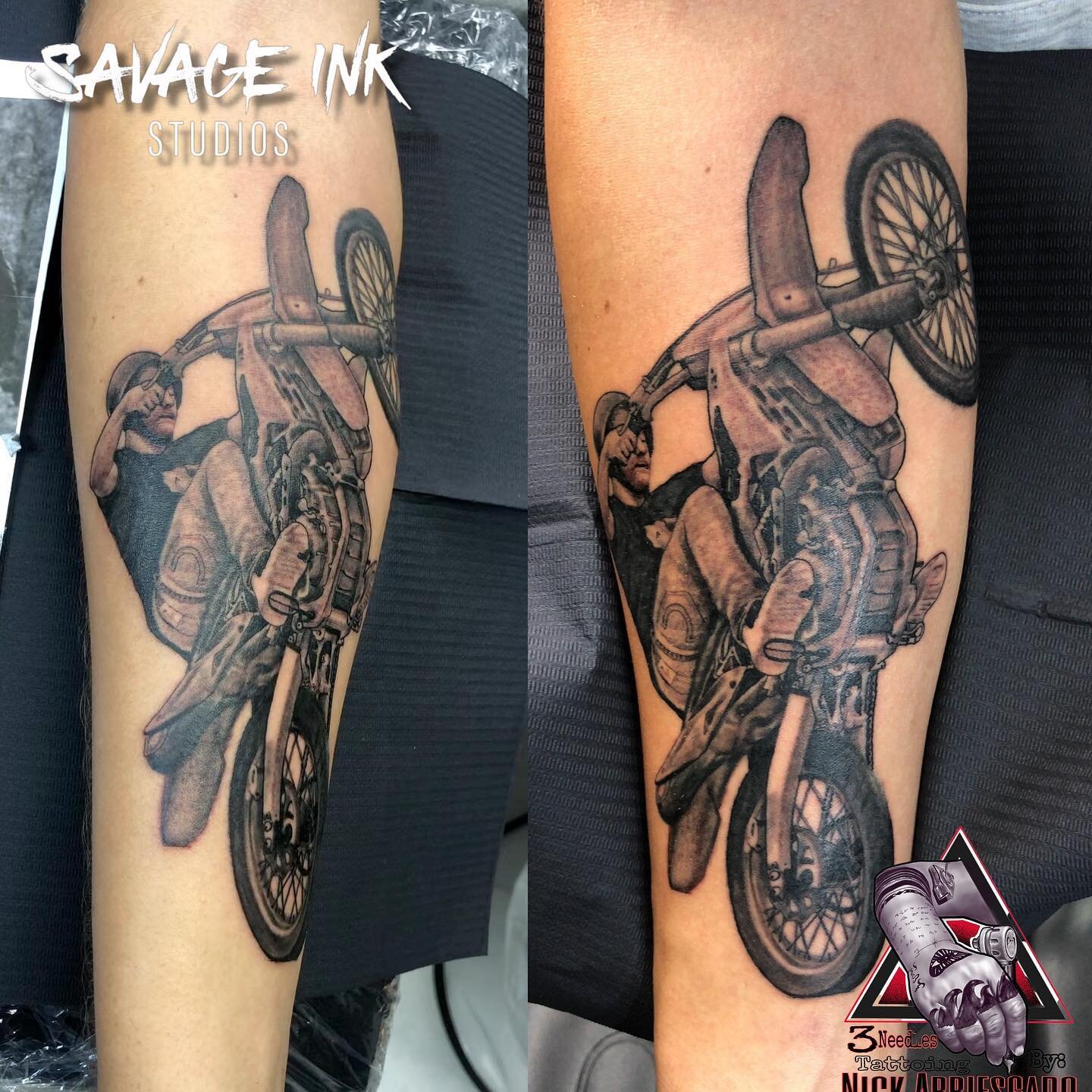 &lsquo;Bike Life&rsquo;

Done by
@nick_3needles_tattoo 

Check the details 👀🤌🏻

#dirtbike #bikelife #dirtbiketattoo #biketattoo #bikertattoo #dirtbikes #yammy #yamaha #wheelie #portait #photorealism #fyp #explore #xgames #bikelifetattoo  #150 #fle