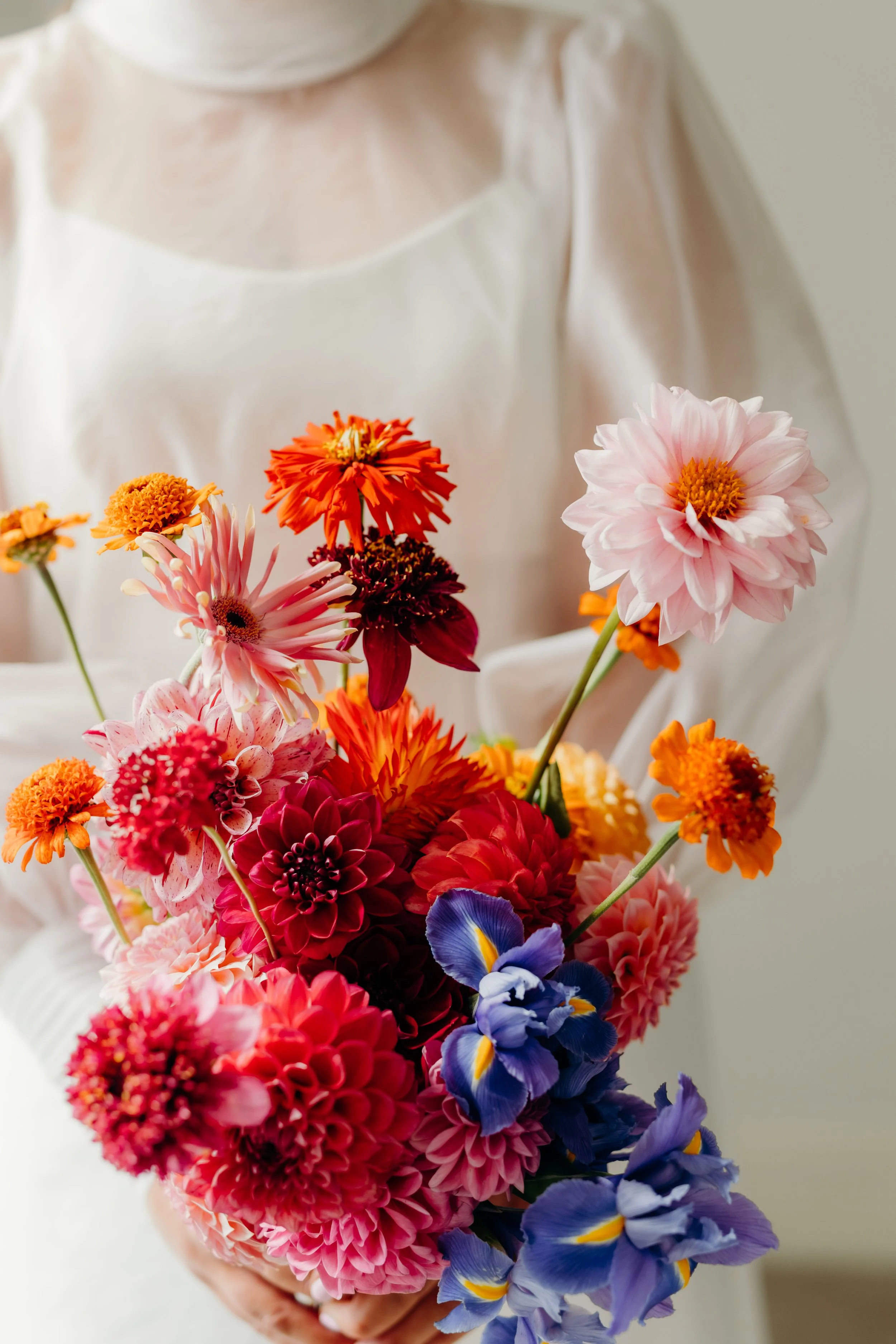 Bright colourful bridal bouquet. Luxury Wedding flowers, Hobart Tasmania
