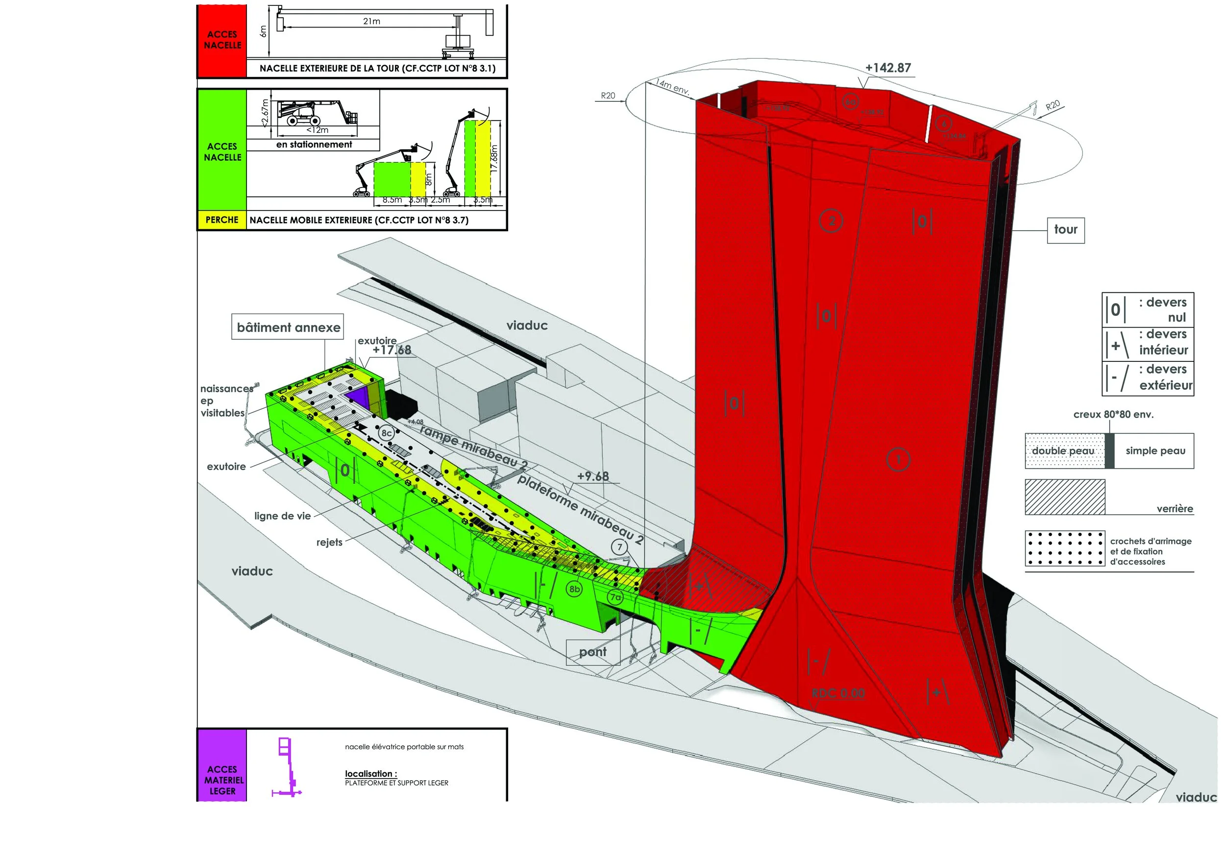 Conception du système de maintenance pour la tour CMA CGM. ZAHA HADID.