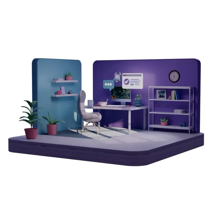 Just gave my work desk a little digital daydream in Cinema 4D. #cinema4d #digitalart #3danimation #redshift #redshiftrender