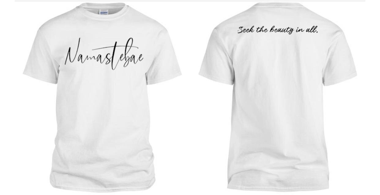 Namastebae T shirts in white.jpeg
