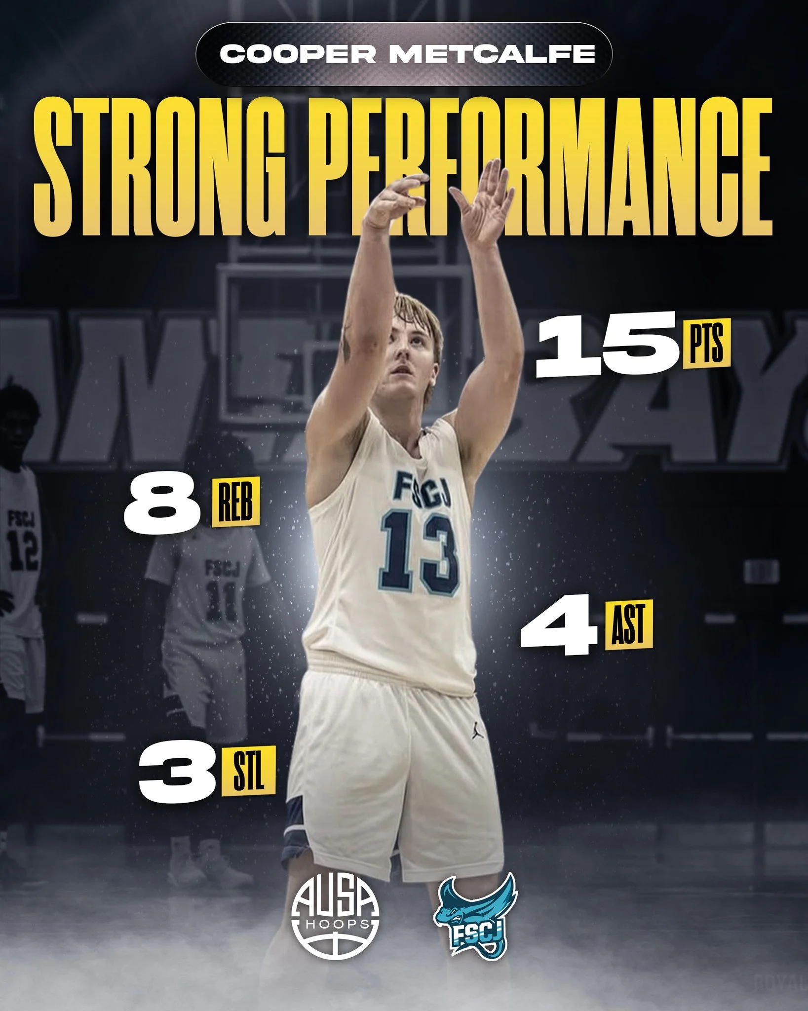 Another strong outing from AUSA Hoops alum @cooper.metcalfe for @fscjmbb, helping lead the BlueWave to a 118&ndash;76 win over North Florida Prep!

Cooper&rsquo;s energy, efficiency, and scoring impact were on full display, contributing to a dominant