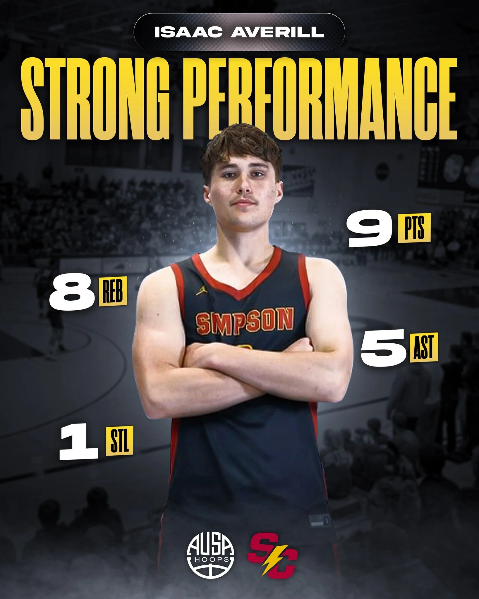 A strong effort from AUSA Hoops alum @isaac.averill13  for @simpsoncollegembb, competing hard in a challenging matchup against Nebraska Wesleyan. 

Isaac&rsquo;s energy, toughness, and presence on both ends of the floor were evident throughout the ga