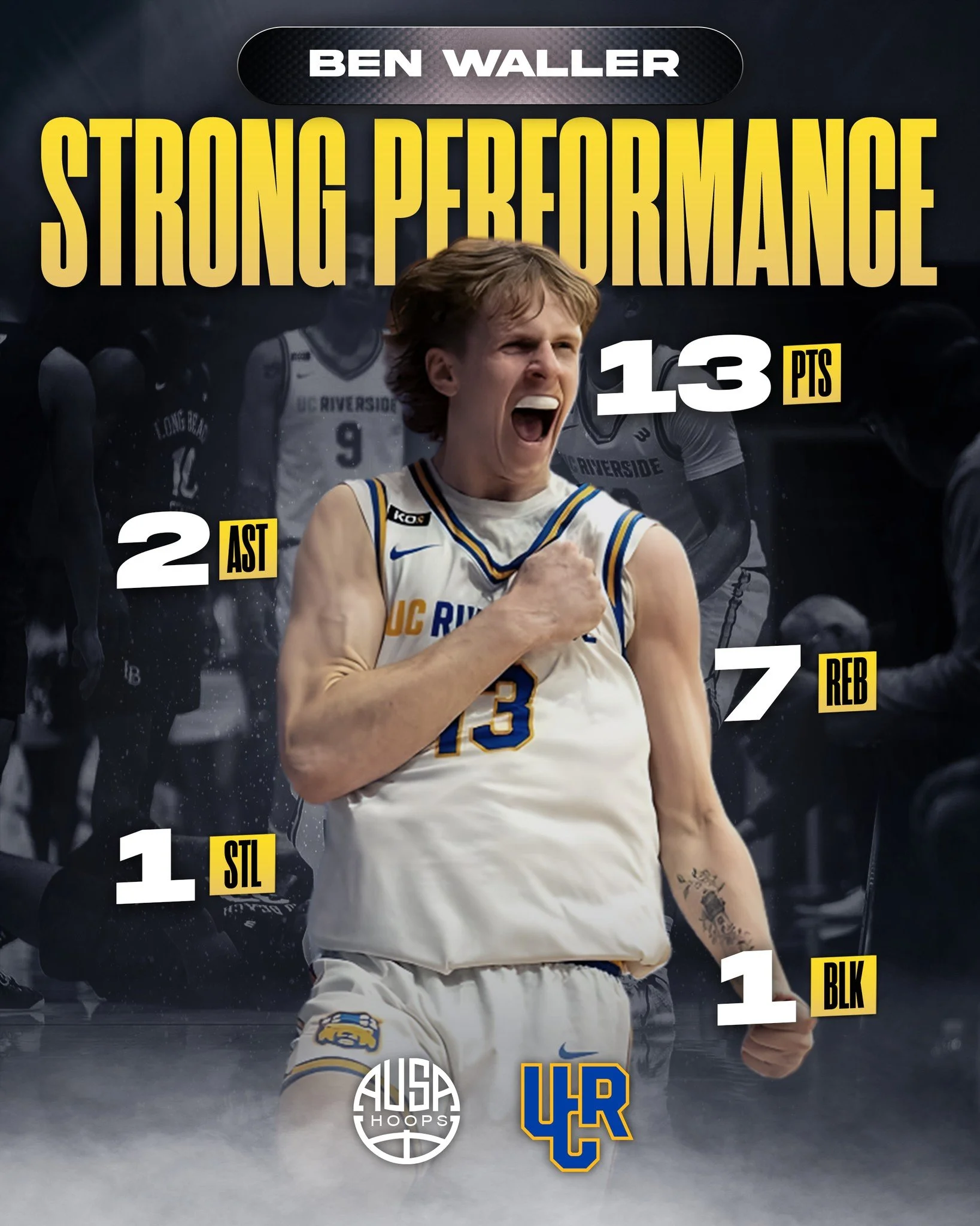 A strong performance from AUSA Hoops alum @benwaller444 for @ucrmbb, helping the Highlanders secure a 71&ndash;61 win over Long Beach State!

Ben&rsquo;s energy, composure, and two-way impact were evident throughout the game, contributing to a discip