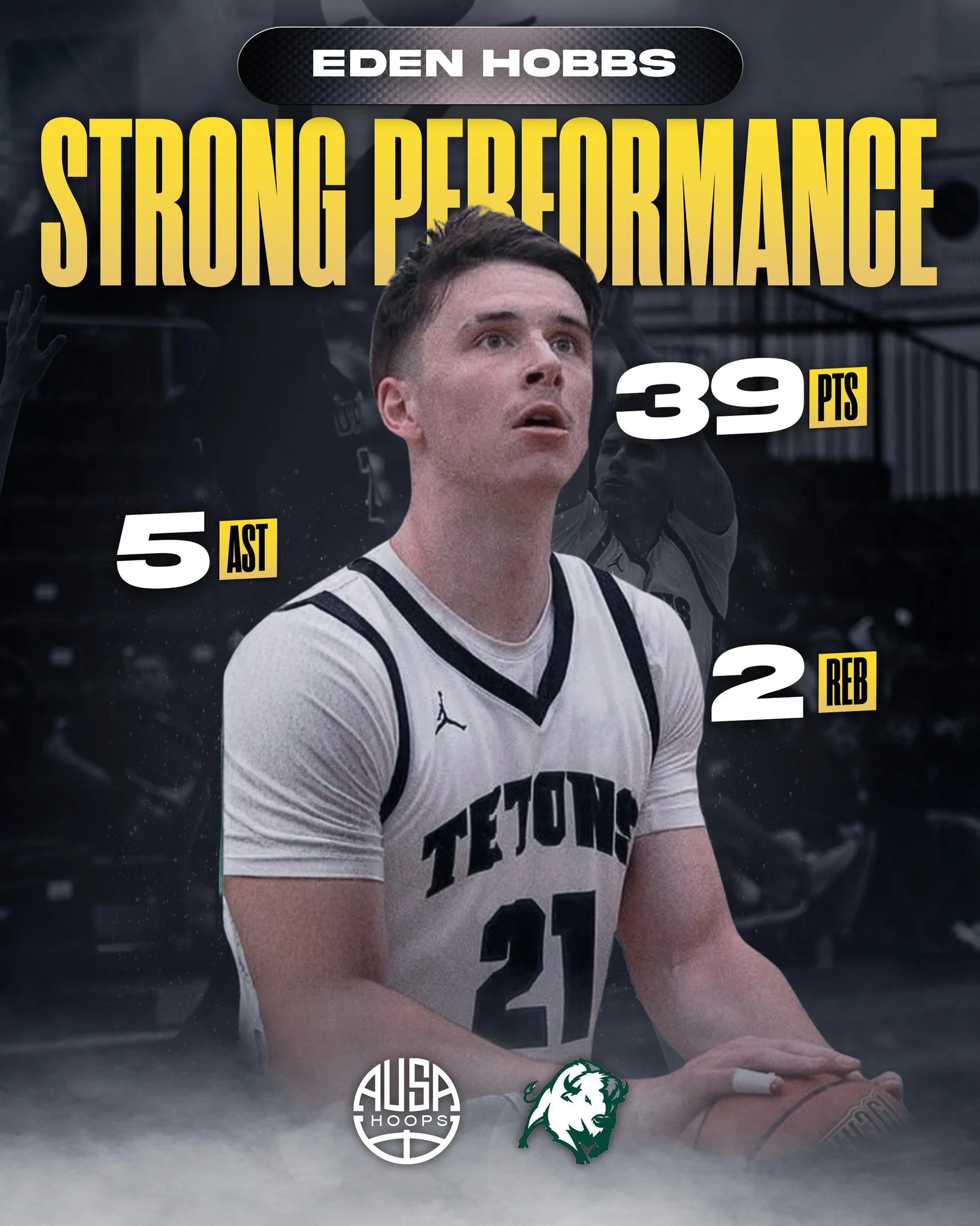A massive night from AUSA Hoops alum &amp; @teton_mbb captain @edenhobbs_, dropping 39 points in just 32 minutes in a big win over Lake Region State College!

Eden was electric, scoring efficiently, setting the tone offensively, and leading from the 